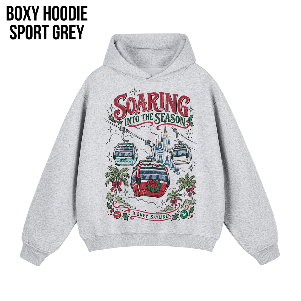 Disney Skyliner Christmas Shirt – Soaring Into the Season Gondola Holiday Graphic Shirt, Disney World Holiday Fan Gift, Disney Christmas Skyliner Shirt, Disney Holiday Merch
