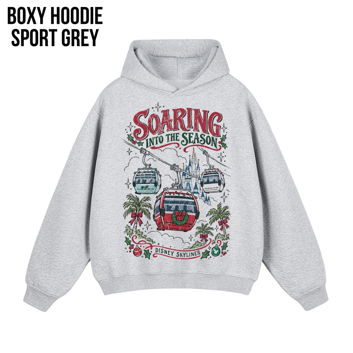 Disney Skyliner Christmas Shirt – Soaring Into the Season Gondola Holiday Graphic Shirt, Disney World Holiday Fan Gift, Disney Christmas Skyliner Shirt, Disney Holiday Merch