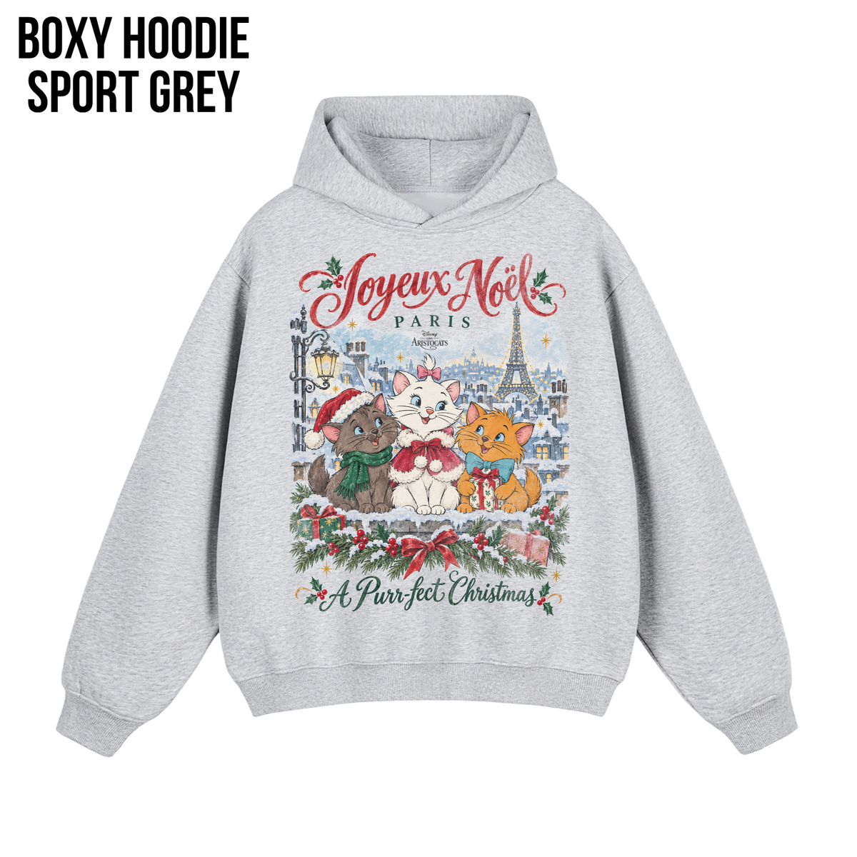 Aristocats Christmas Shirt – Joyeux Noël Paris Marie Berlioz Toulouse Graphic Shirt, Disney Aristocats Holiday Fan Gift, Disney Christmas Cat Shirt, Disney Holiday Merch