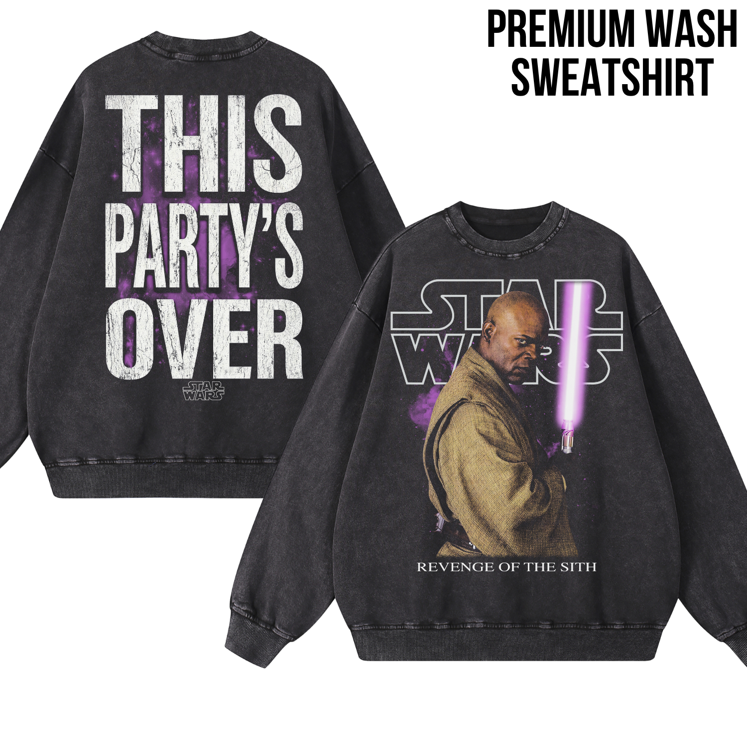 Star Wars Mace Windu Shirt – This Party's Over Double Sided Graphic Tee, Mace Windu Fan Gift, Revenge Of The Sith Shirt
