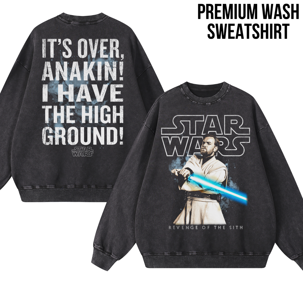 Star Wars Obi-Wan Kenobi Shirt – I Have The High Ground Double Sided Graphic Tee, Revenge Of The Sith Fan Gift, Star Wars Quote Shirt