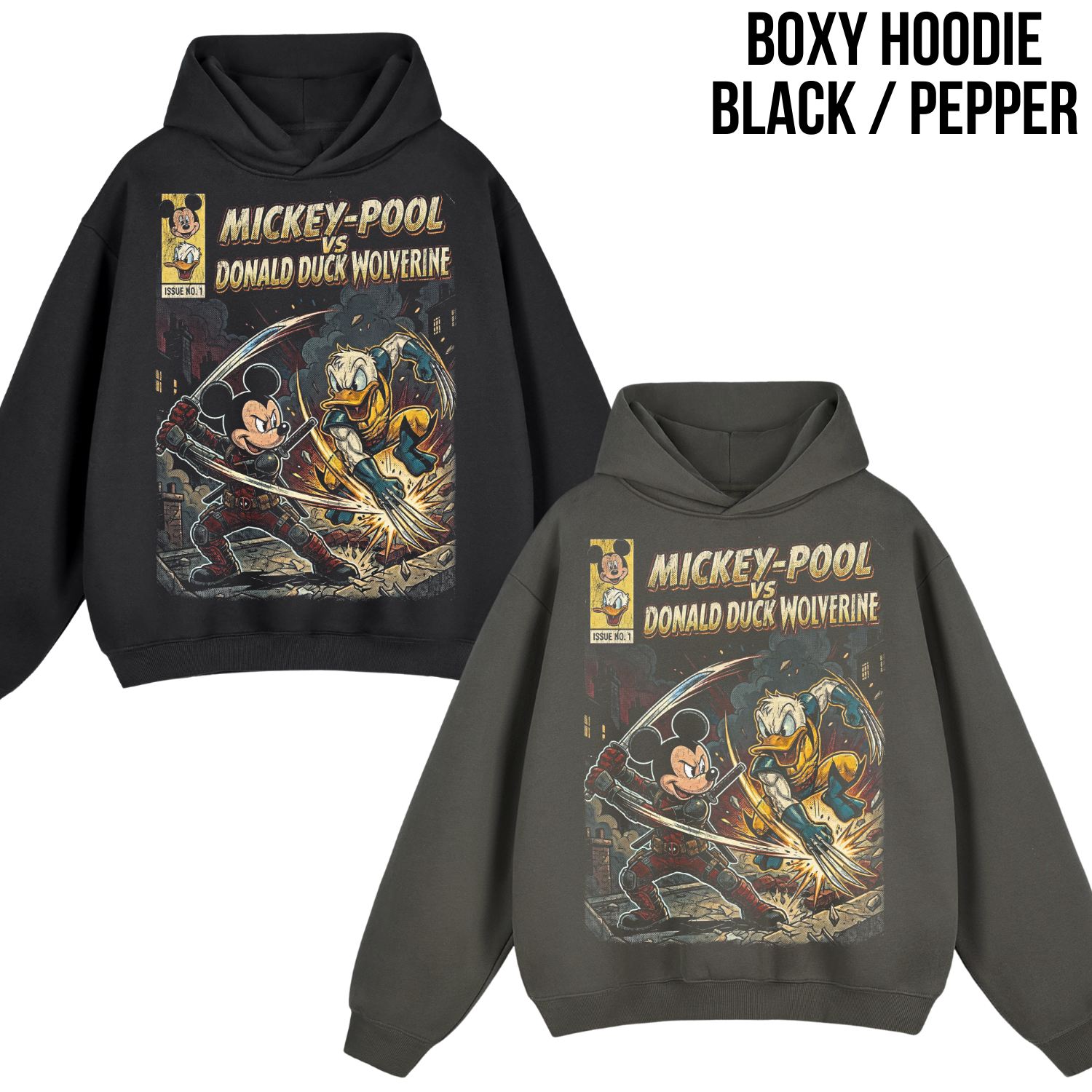 Mickey-Pool vs Donald Duck Wolverine Shirt – Vintage Marvel Mickey Mouse Crossover Comic Tee