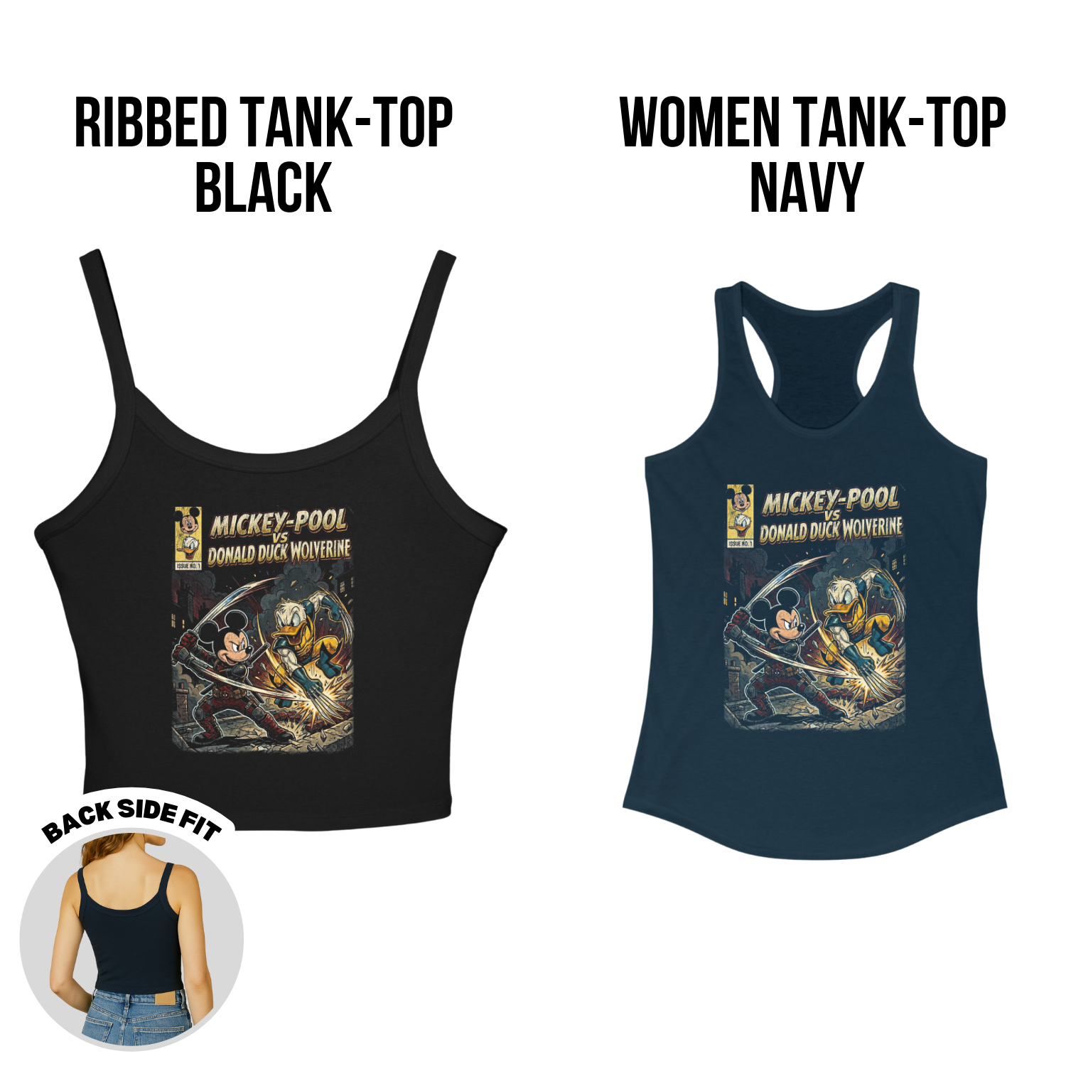 Mickey-Pool vs Donald Duck Wolverine Shirt – Vintage Marvel Mickey Mouse Crossover Comic Tee