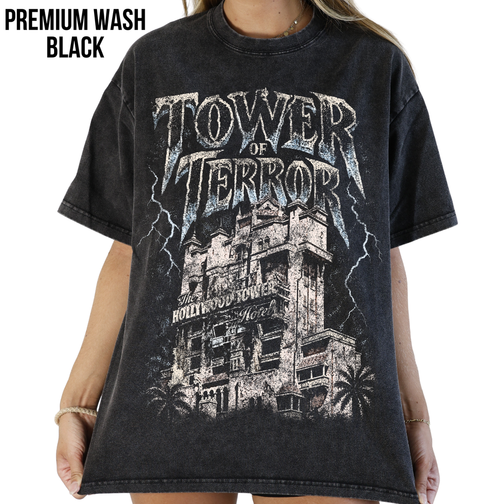 Tower of Terror Shirt – Hollywood Tower Hotel Disney Ride Graphic Shirt, Disney Parks Fan Gift, Vintage Tower of Terror Poster Shirt, Retro Disney Attraction Merch
