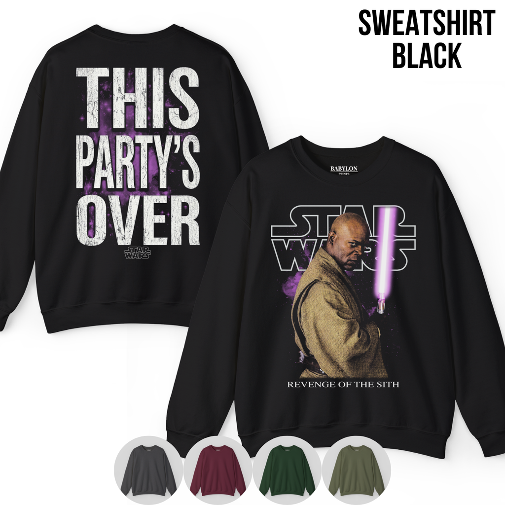 Star Wars Mace Windu Shirt – This Party's Over Double Sided Graphic Tee, Mace Windu Fan Gift, Revenge Of The Sith Shirt
