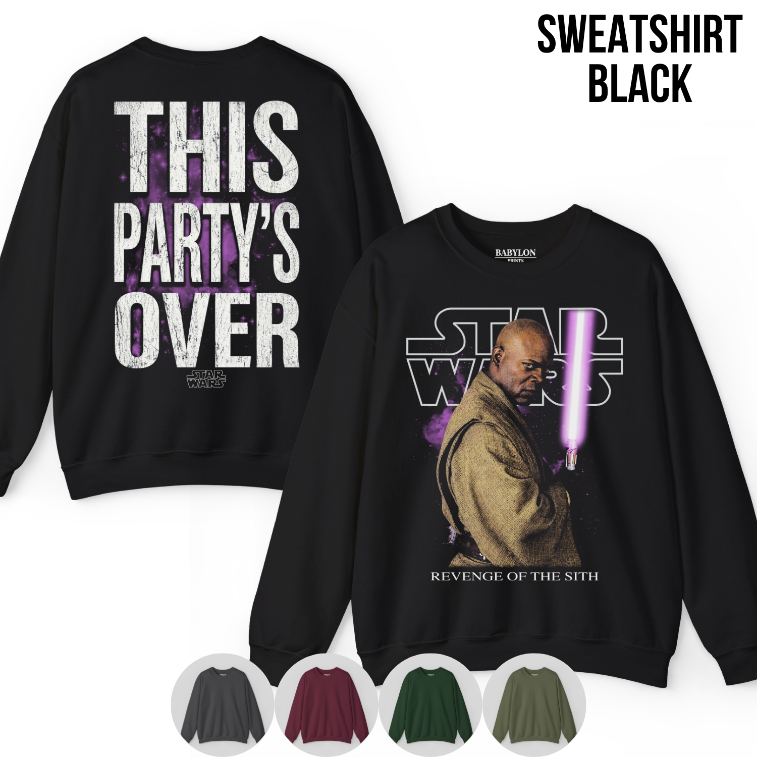 Star Wars Mace Windu Shirt – This Party's Over Double Sided Graphic Tee, Mace Windu Fan Gift, Revenge Of The Sith Shirt