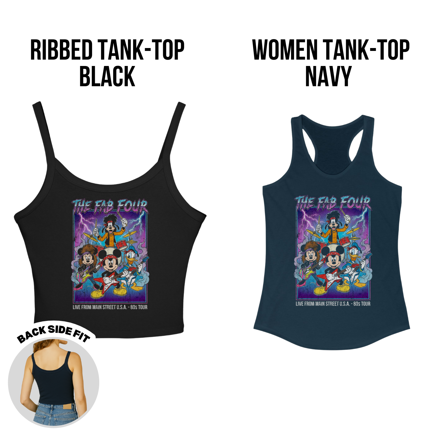 The Fab Four Disney Shirt – 80s Rock Band Mickey Goofy Donald Minnie Tee