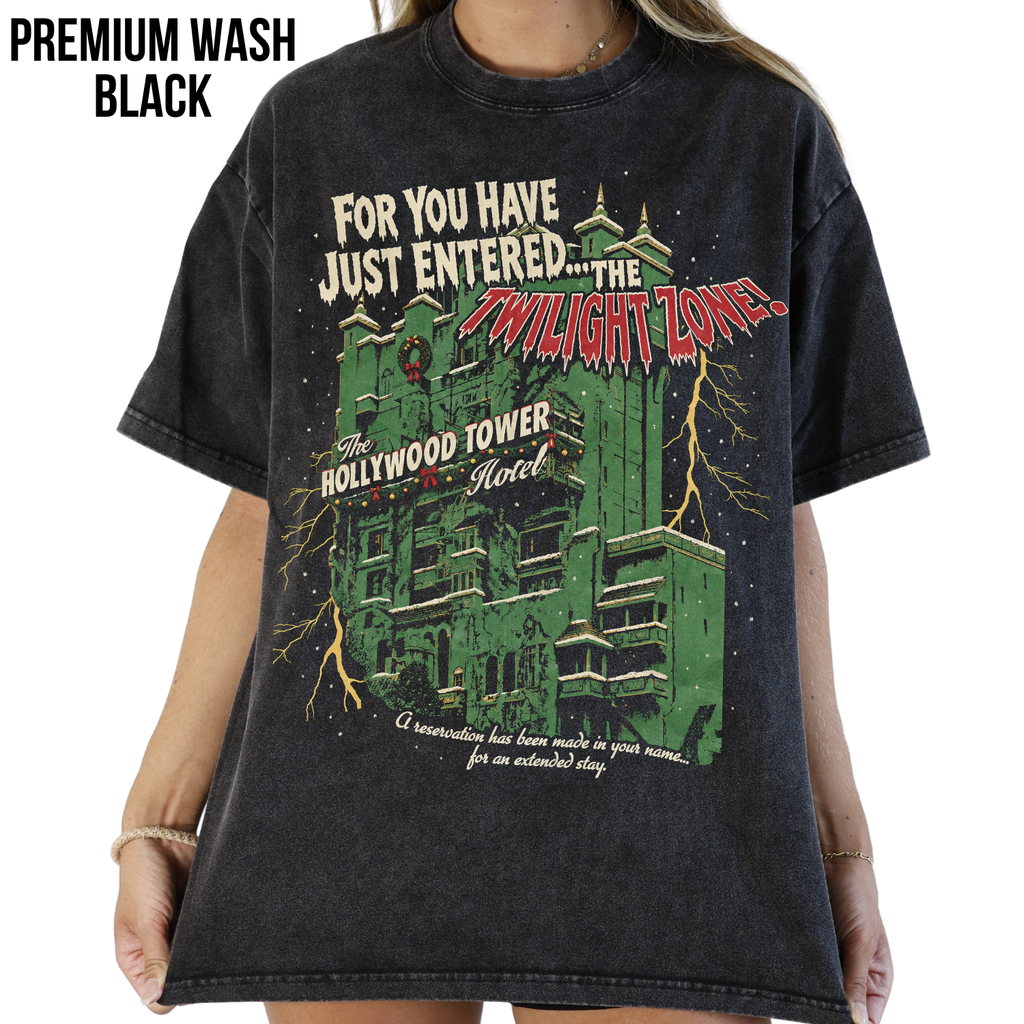 Tower of Terror Christmas Shirt – Hollywood Tower Hotel Twilight Zone Holiday Graphic Shirt, Disney Parks Holiday Fan Gift, Disney Christmas Ride Shirt, Disney Holiday Merch