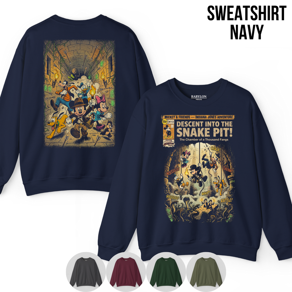 Mickey & Friends Indiana Jones Adventure Shirt: Vintage Front Back Print Graphic