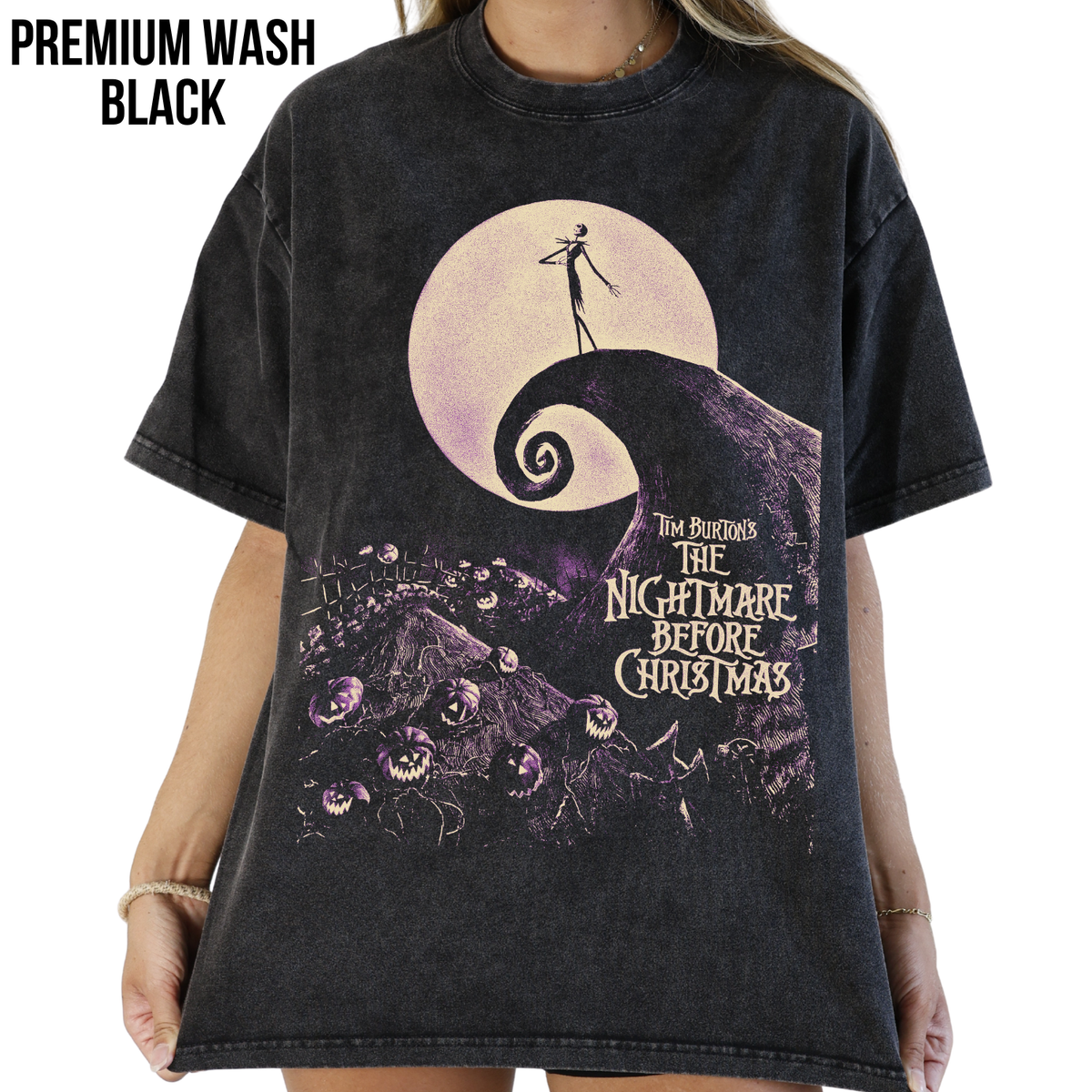 Nightmare Before Christmas Shirt – Tim Burton Nightmare Before Christmas Vintage Graphic Shirt, Jack Skellington Spiral Hill Tee, Disney Fan Gift, Halloween Movie Merch