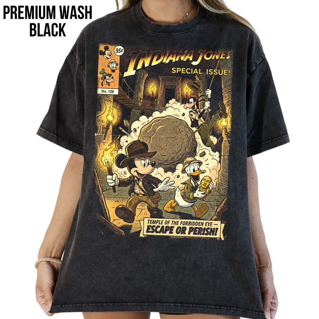 Indiana Jones Mickey Goofy Donald Shirt – Temple of the Forbidden Eye Adventure Tee