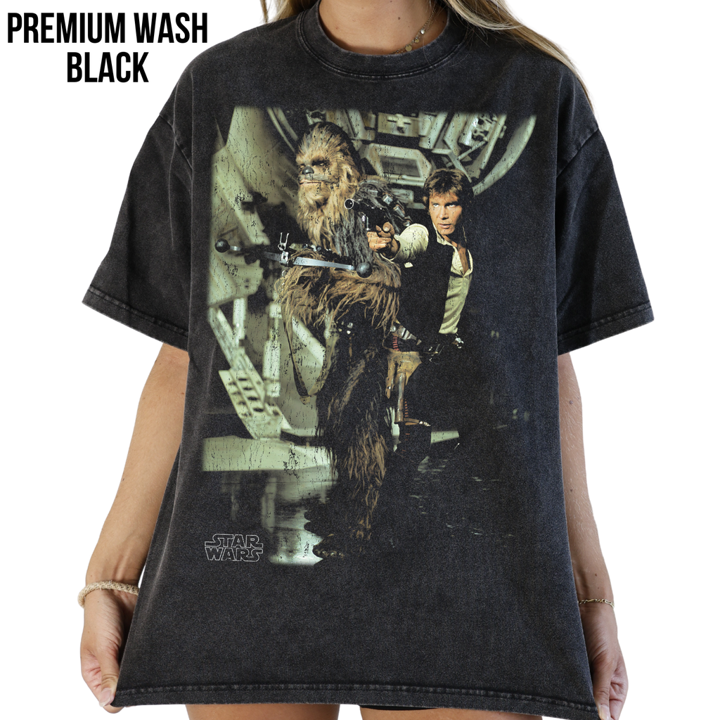 Star Wars Han Solo and Chewbacca Shirt – Millennium Falcon Graphic Tee, Star Wars Fan Gift, Original Trilogy Shirt