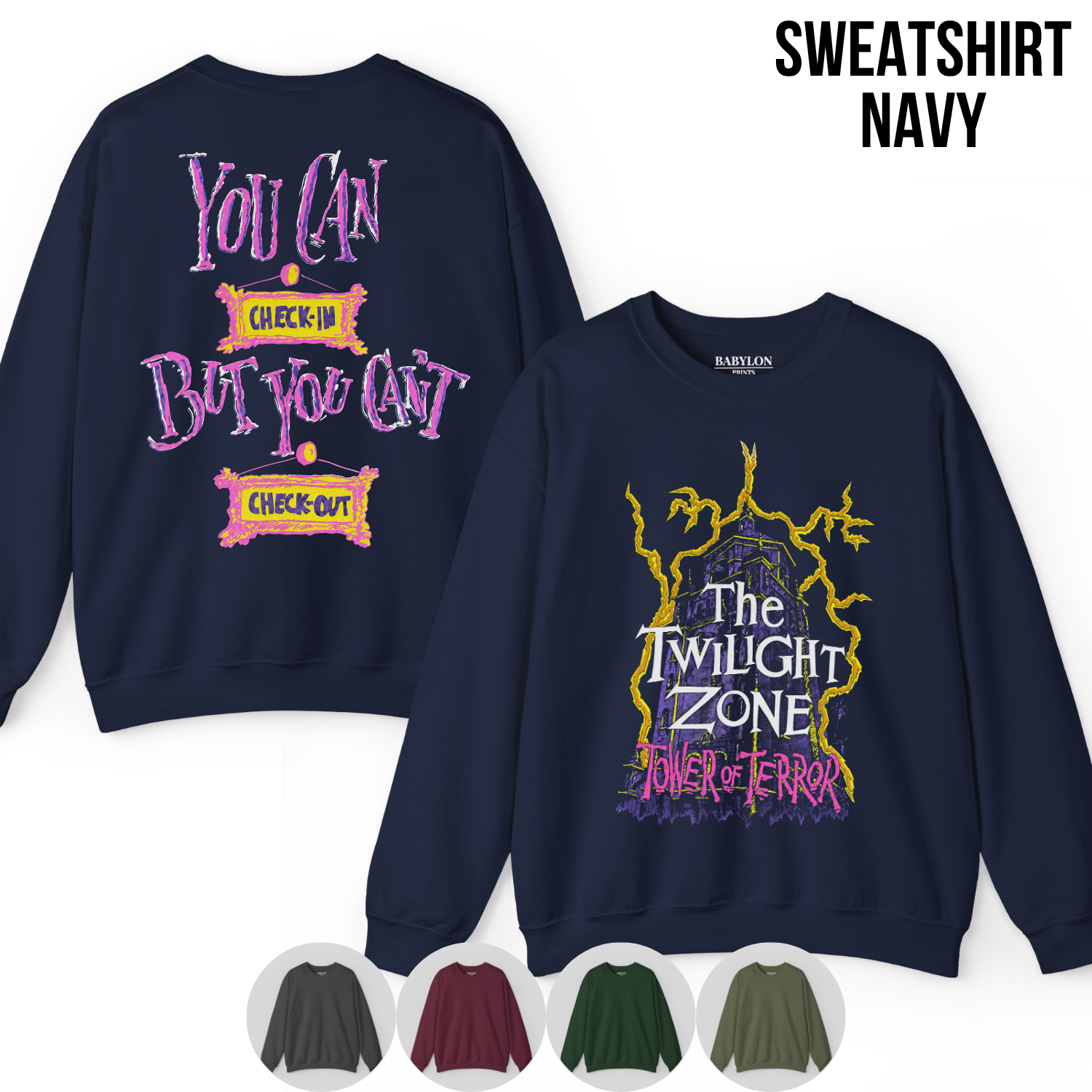 Tower of Terror Shirt – Twilight Zone Tower of Terror You Can Check In But You Can't Check Out Double Sided Tee, Disney World Ride Fan Gift, Hollywood Studios Shirt