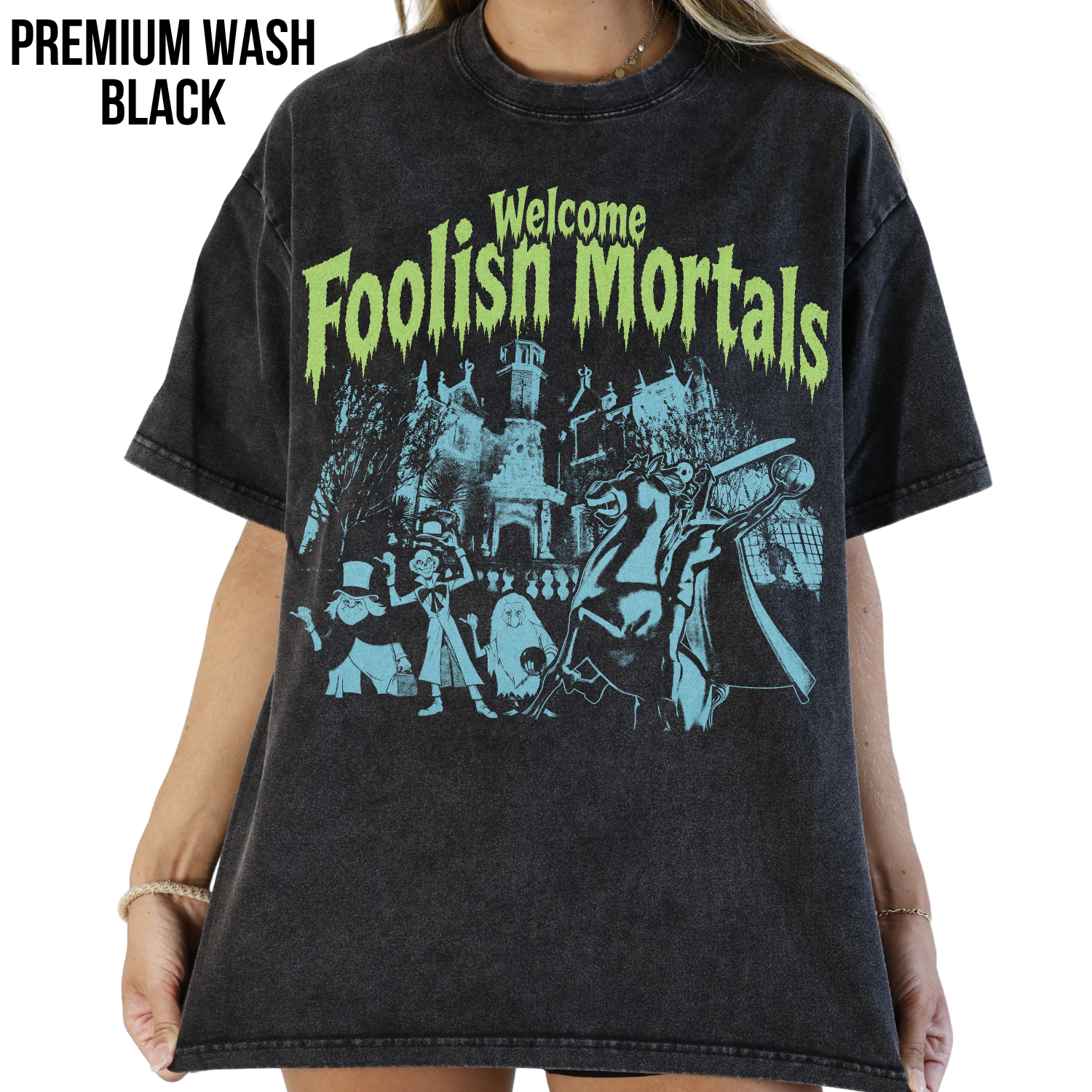Haunted Mansion Shirt – Welcome Foolish Mortals Haunted Mansion Headless Horseman Hitchhiking Ghosts Tee, Walt Disney World Halloween Shirt, Disney Haunted Mansion Fan Gift