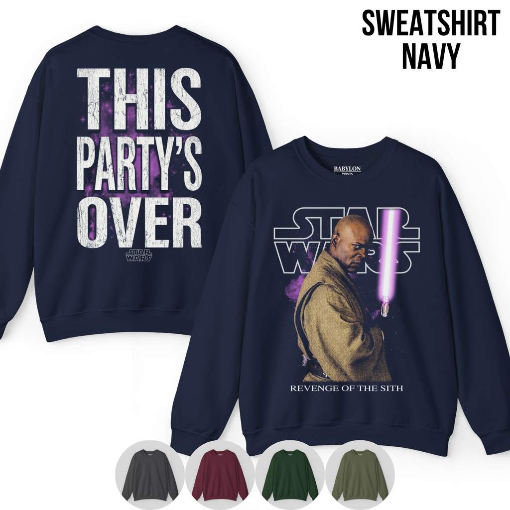 Star Wars Mace Windu Shirt – This Party's Over Double Sided Graphic Tee, Mace Windu Fan Gift, Revenge Of The Sith Shirt