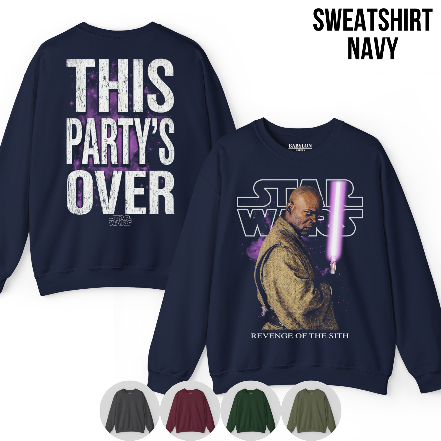 Star Wars Mace Windu Shirt – This Party's Over Double Sided Graphic Tee, Mace Windu Fan Gift, Revenge Of The Sith Shirt