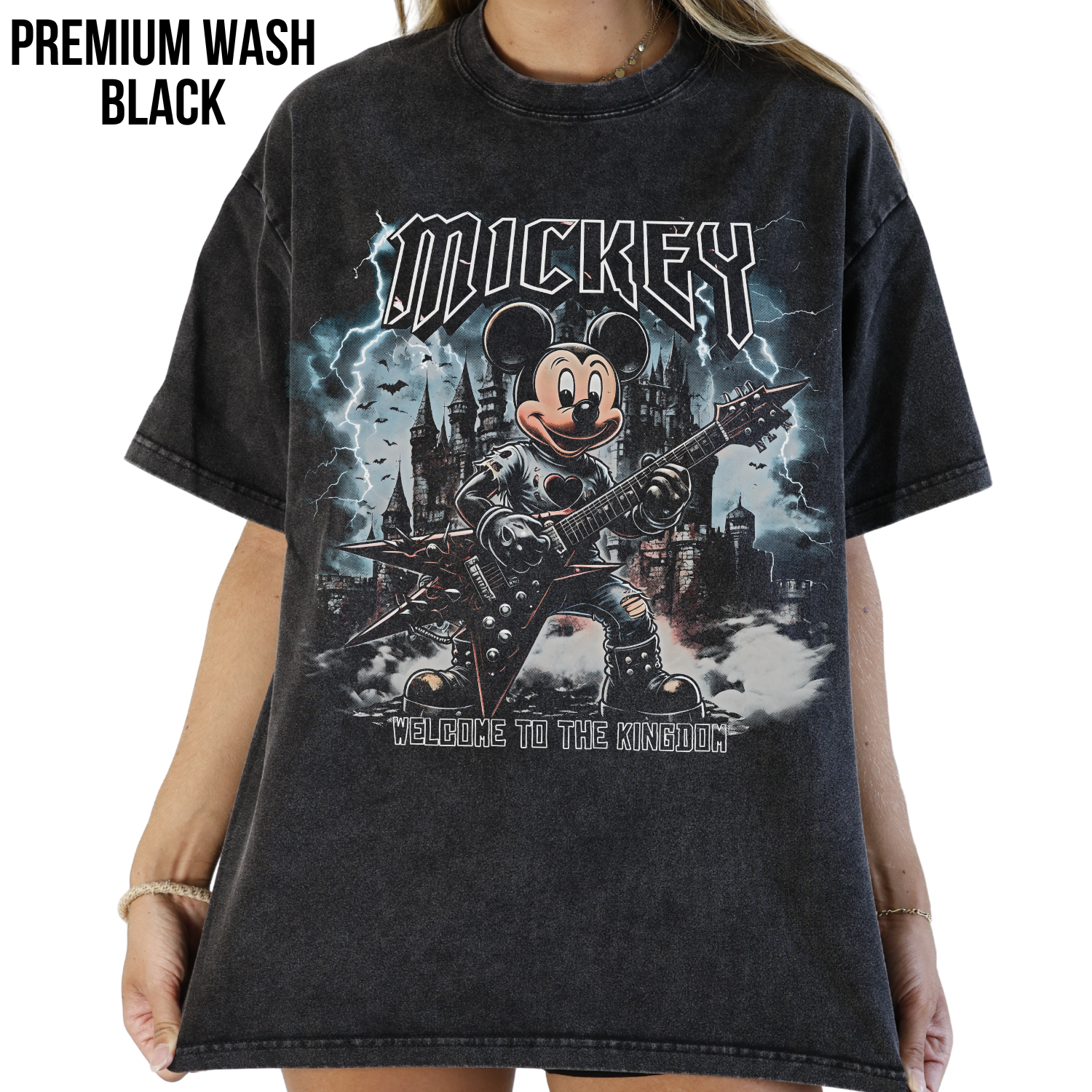 Disney Mickey Mouse Shirt – Welcome To The Kingdom Rock Tee, Mickey Mouse Heavy Metal Graphic Tee