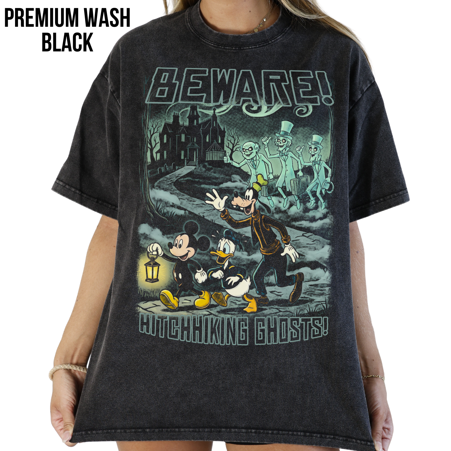 Haunted Mansion Shirt – Mickey, Donald & Goofy Hitchhiking Ghosts Vintage Tee