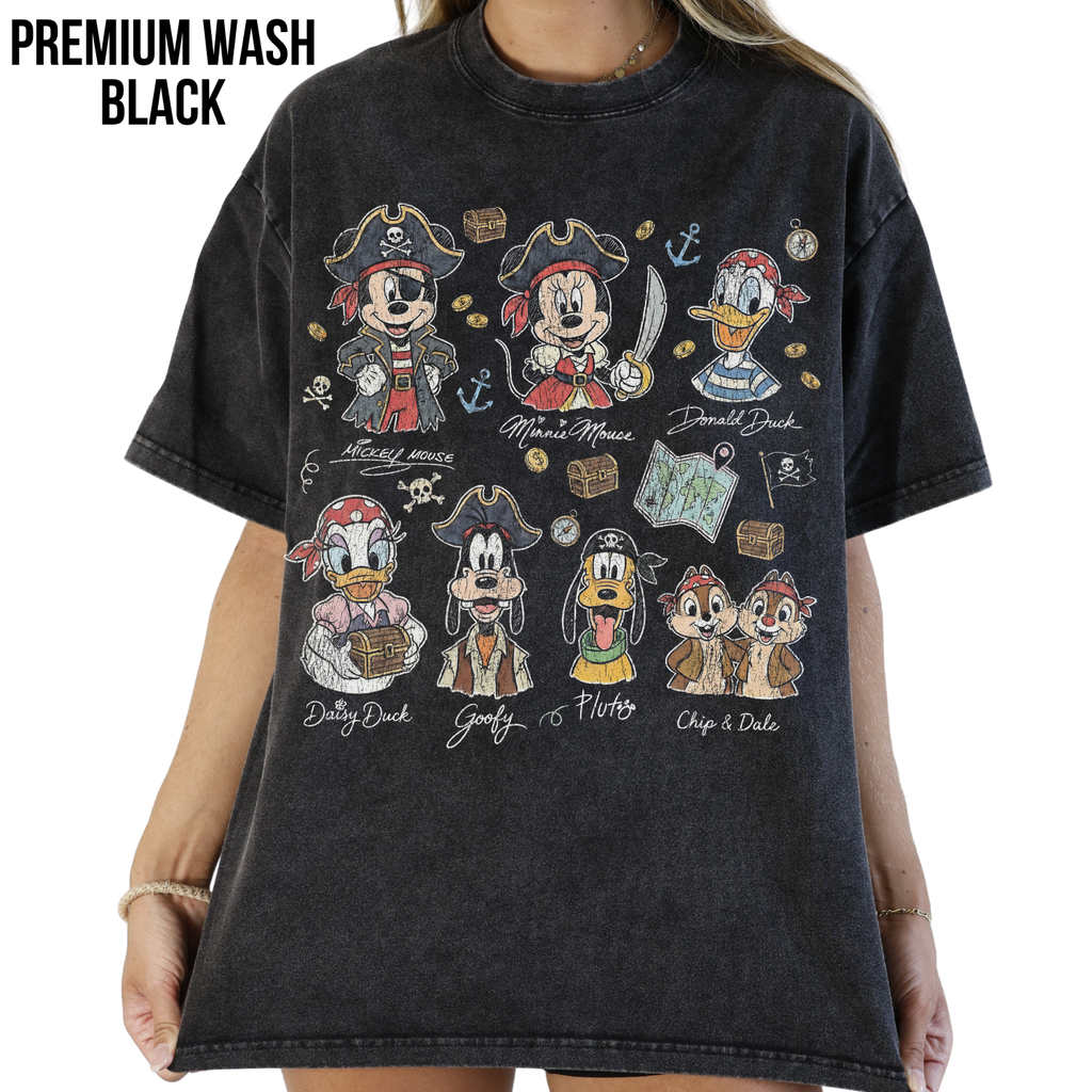 Disney Pirate Shirt – Mickey Mouse Minnie Goofy Donald Daisy Pluto Chip Dale Pirate Crew Tee, Disney Characters Pirate Shirt, Disney Fan Gift, Disney Vacation Shirt