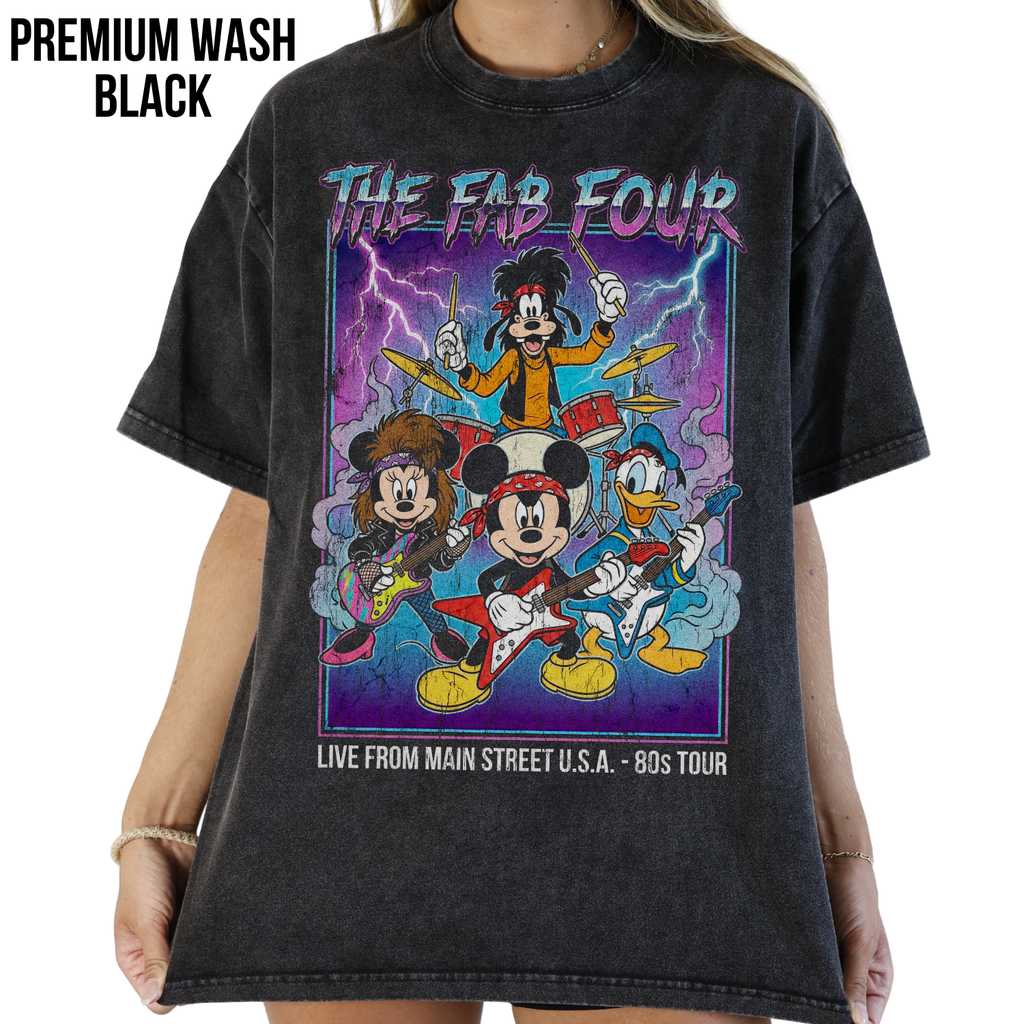 The Fab Four Disney Shirt – 80s Rock Band Mickey Goofy Donald Minnie Tee