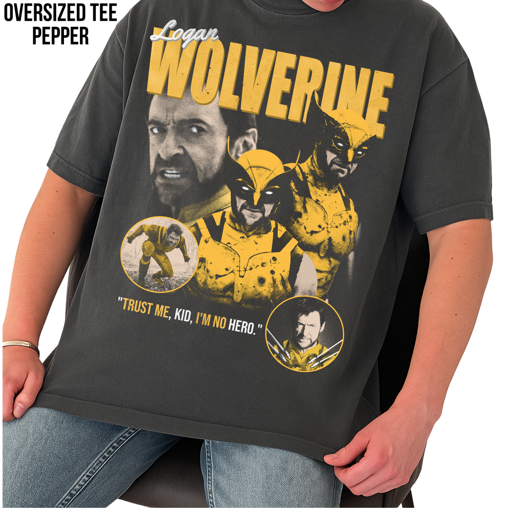 Wolverine Shirt – Logan Wolverine Trust Me Kid I'm No Hero Collage Tee, Hugh Jackman Wolverine Fan Gift, X-Men Wolverine Graphic Shirt, Marvel Mutant Tee