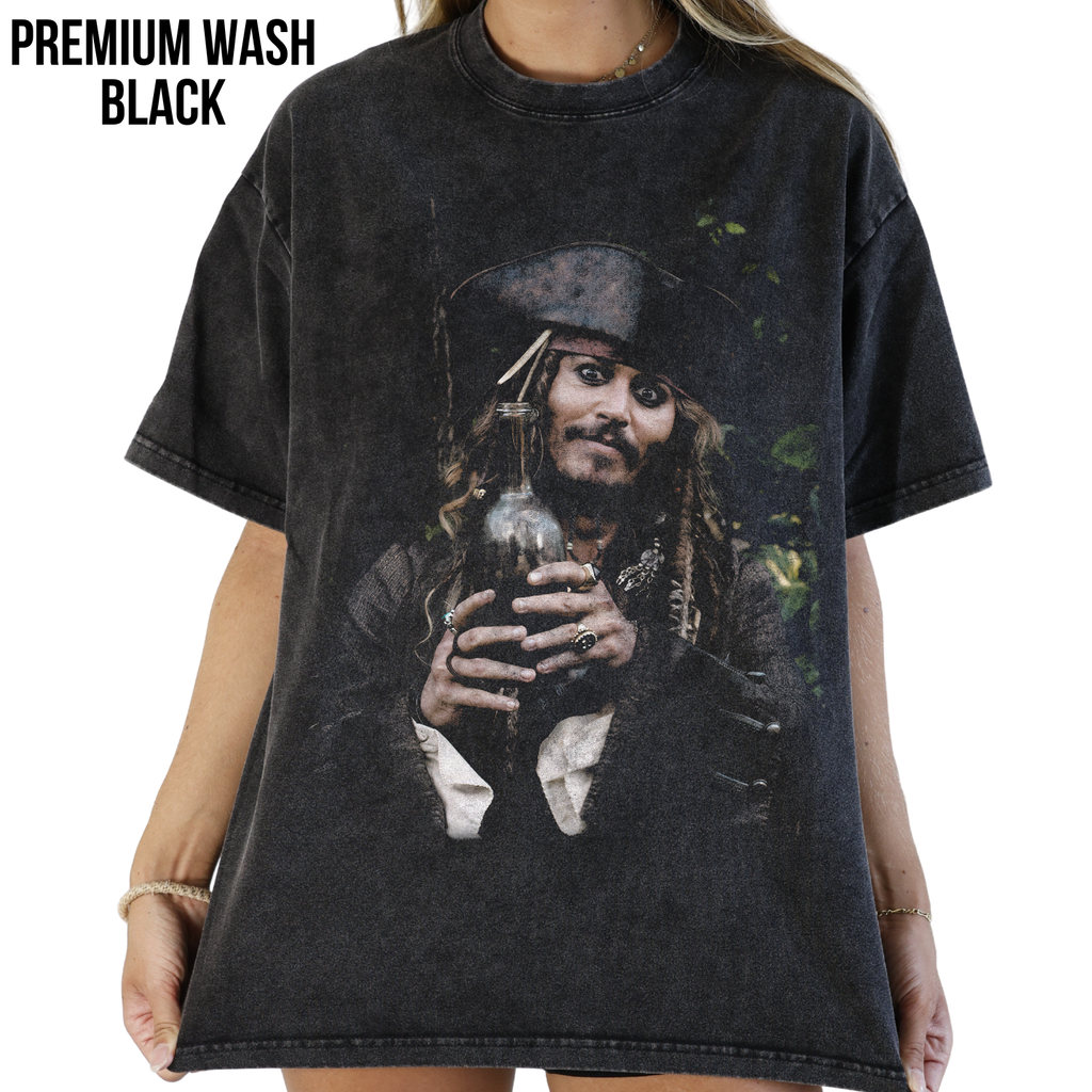 Jack Sparrow Shirt – Captain Jack Sparrow Rum Bottle Portrait Tee, Pirates of the Caribbean Fan Gift, Johnny Depp Jack Sparrow Graphic Shirt, Disney Pirates Shirt