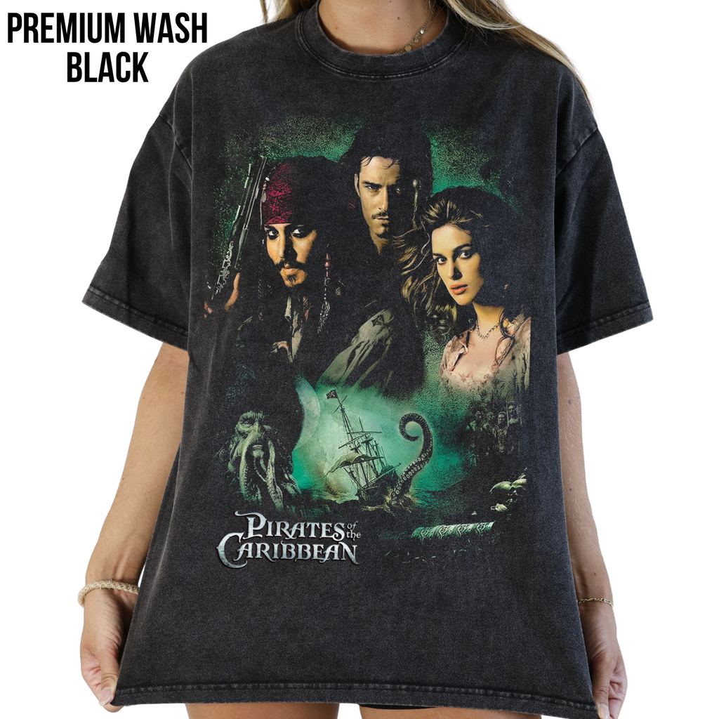Pirates of the Caribbean Shirt – Jack Sparrow Will Turner Elizabeth Swann Cast Collage Tee, Pirates of the Caribbean Fan Gift, Disney Pirates Graphic Shirt, Dead Man's Chest Shirt