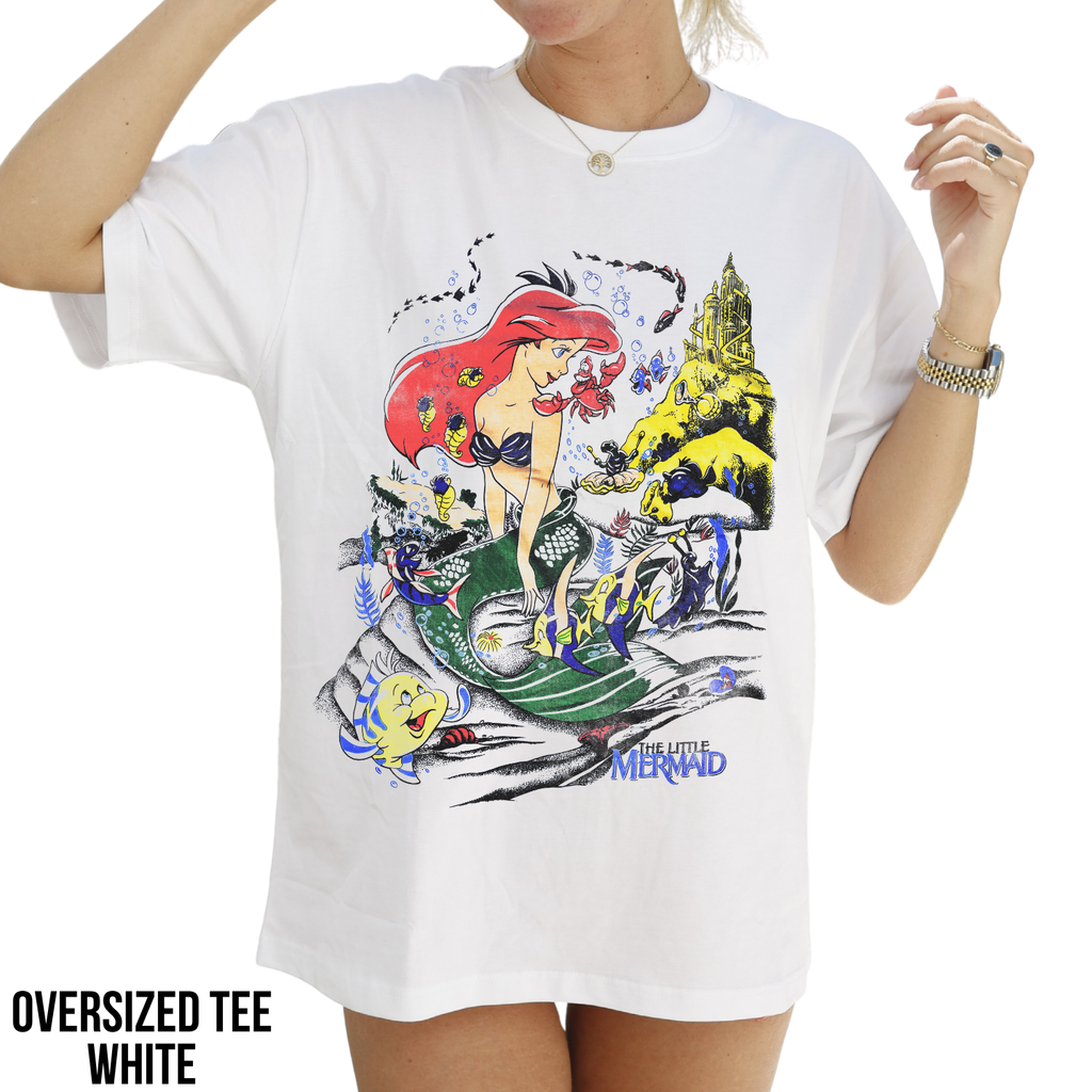 Little Mermaid Shirt – Disney The Little Mermaid Ariel Flounder Sebastian Vintage Graphic Tee, Ariel Disney Fan Gift, Little Mermaid Shirt, Disney Princess Shirt