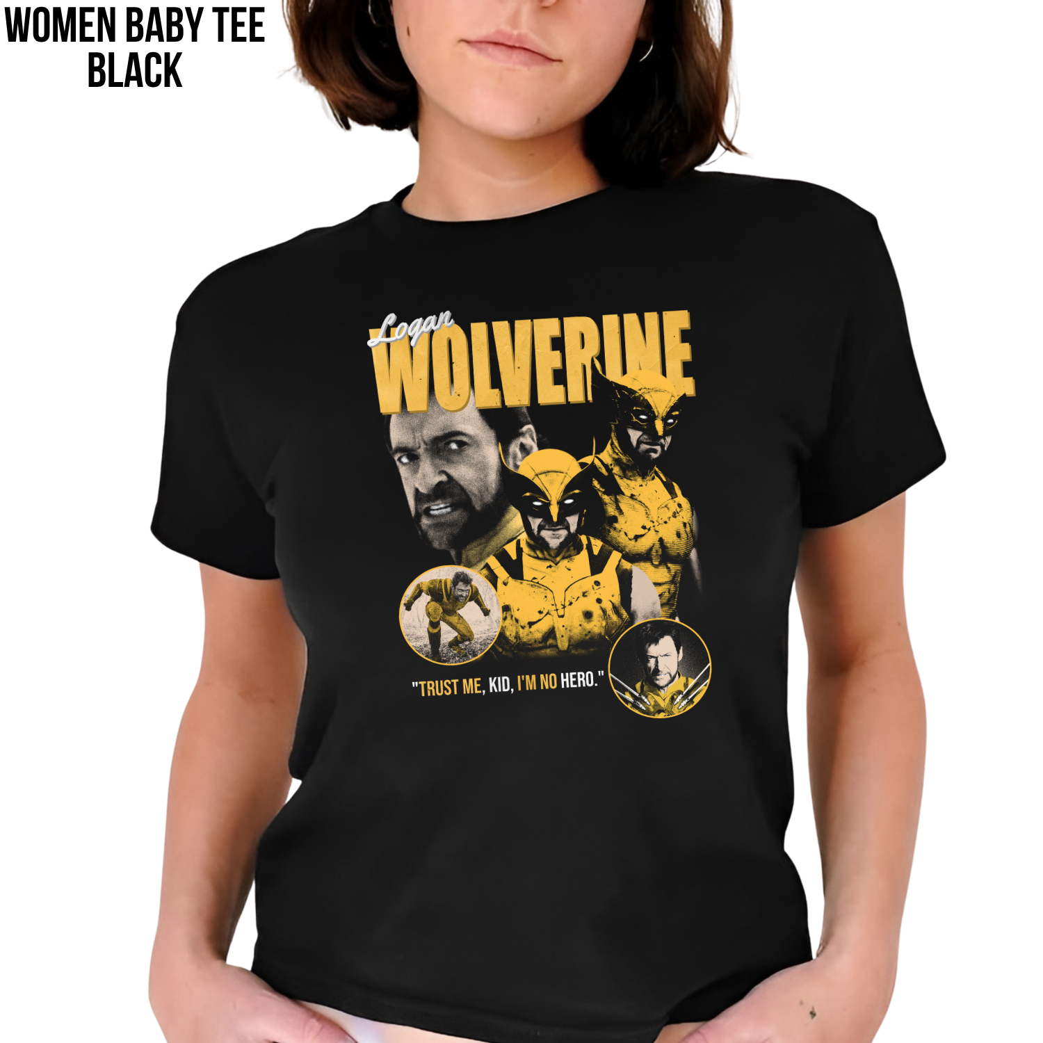 Wolverine Shirt – Logan Wolverine Trust Me Kid I'm No Hero Collage Tee, Hugh Jackman Wolverine Fan Gift, X-Men Wolverine Graphic Shirt, Marvel Mutant Tee
