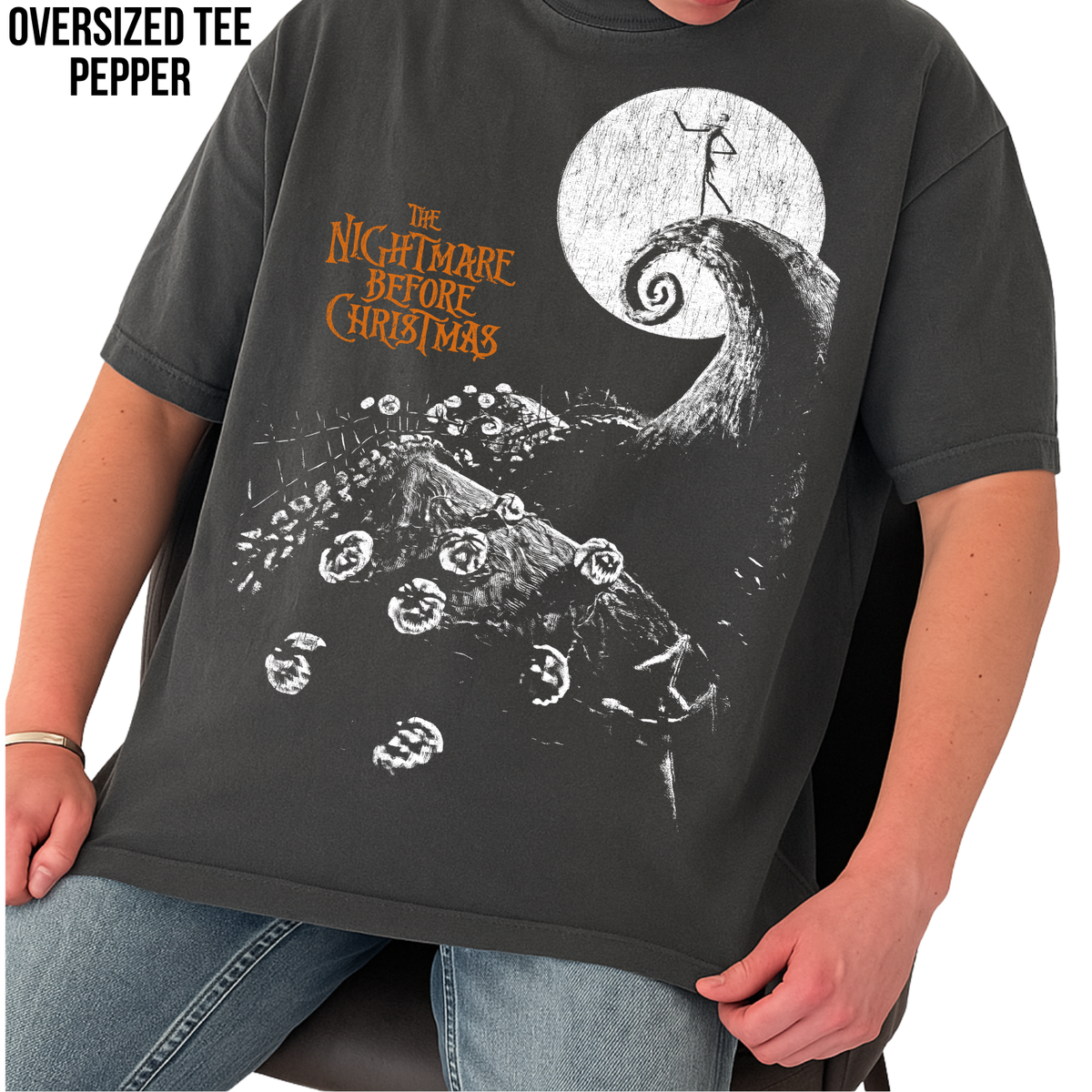 Nightmare Before Christmas Shirt – Tim Burton Nightmare Before Christmas Vintage Graphic Shirt, Jack Skellington Spiral Hill Moon Tee, Disney Halloween Fan Gift, Halloween Movie Merch
