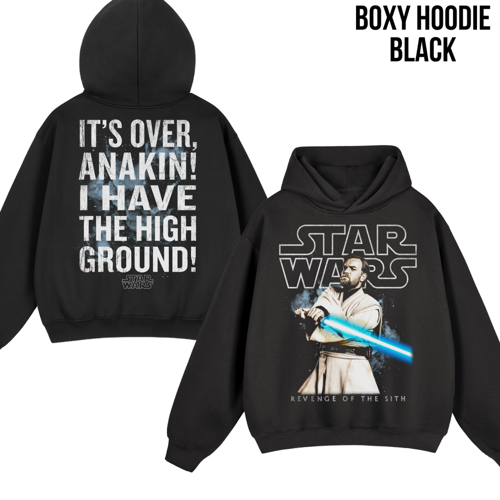 Star Wars Obi-Wan Kenobi Shirt – I Have The High Ground Double Sided Graphic Tee, Revenge Of The Sith Fan Gift, Star Wars Quote Shirt