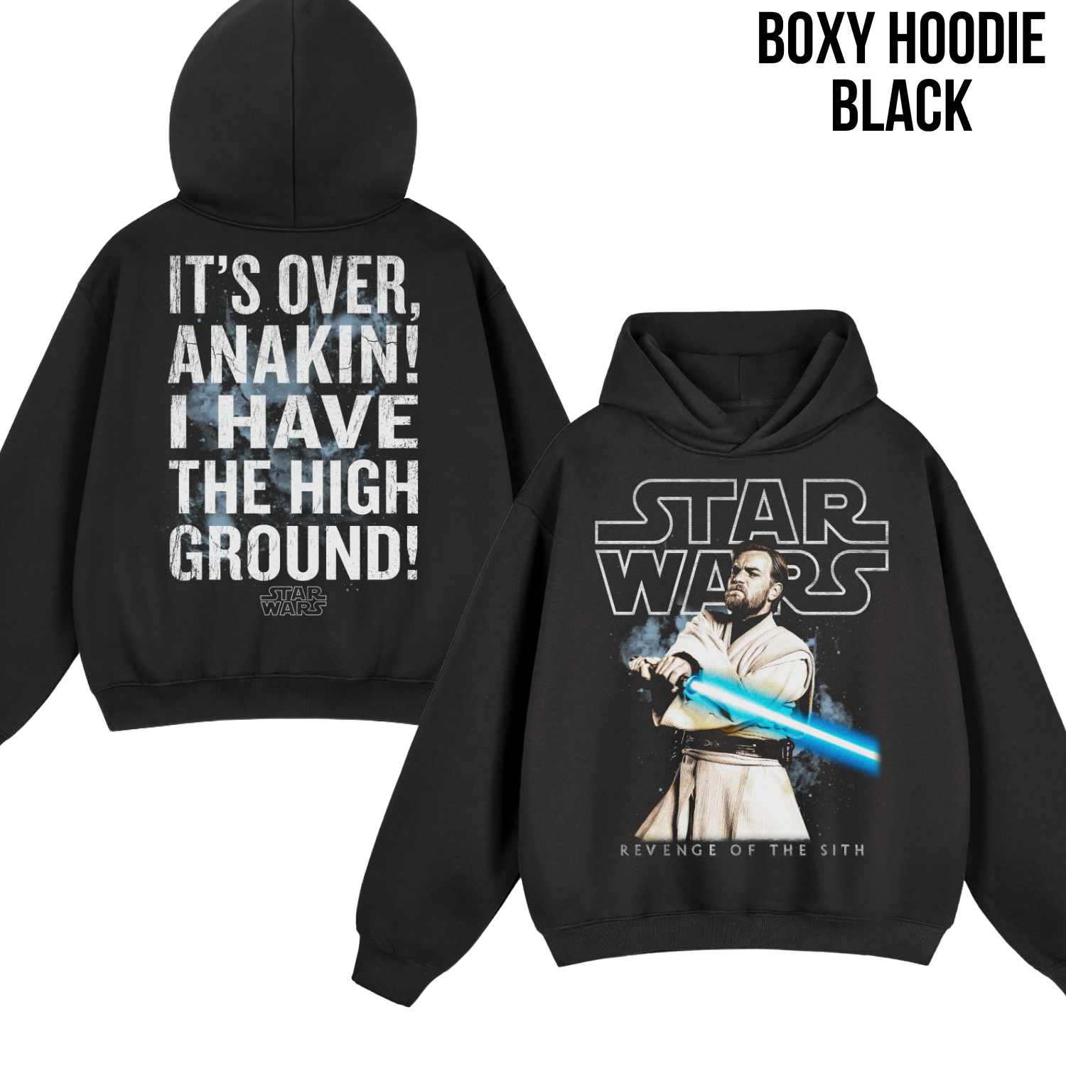 Star Wars Obi-Wan Kenobi Shirt – I Have The High Ground Double Sided Graphic Tee, Revenge Of The Sith Fan Gift, Star Wars Quote Shirt