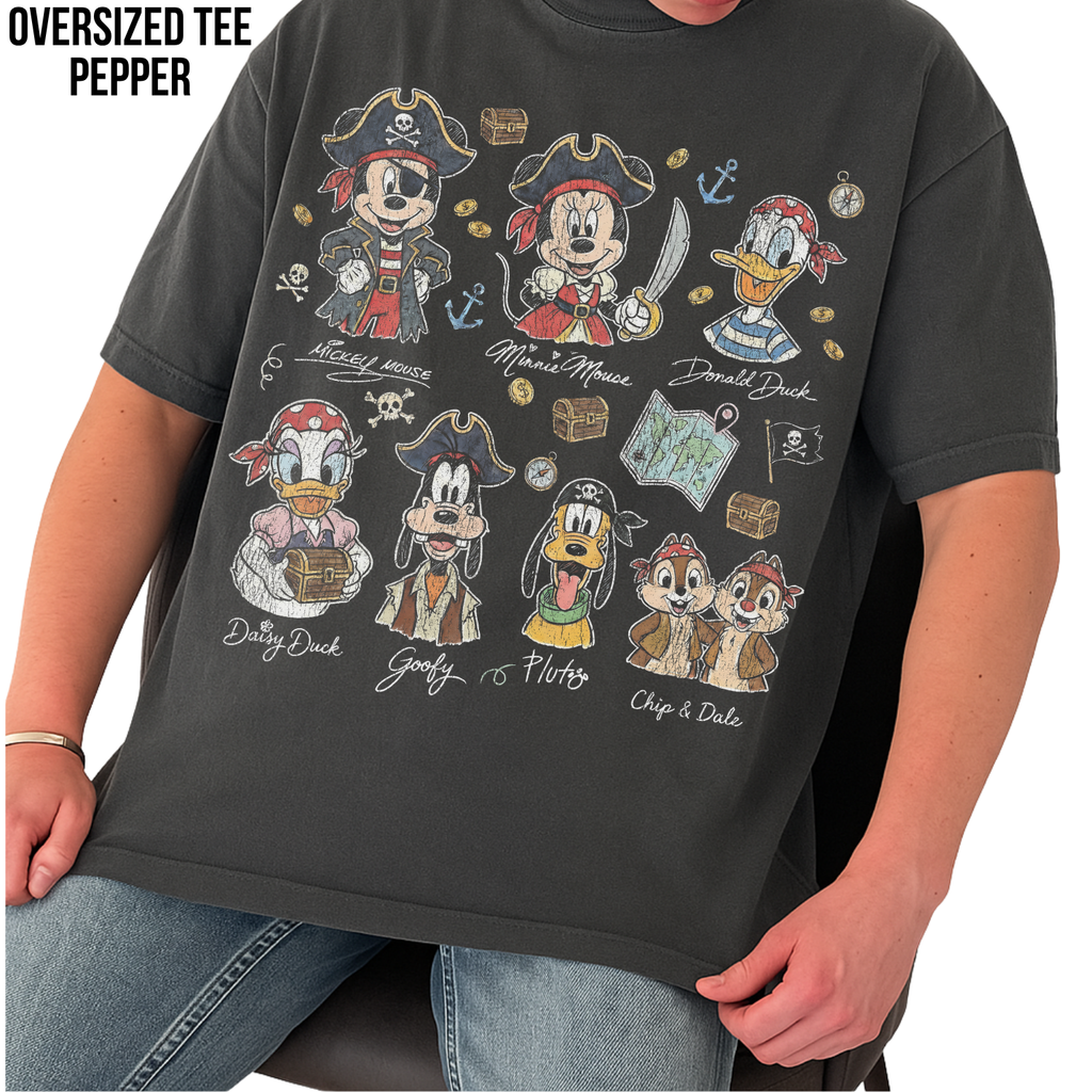 Disney Pirate Shirt – Mickey Mouse Minnie Goofy Donald Daisy Pluto Chip Dale Pirate Crew Tee, Disney Characters Pirate Shirt, Disney Fan Gift, Disney Vacation Shirt