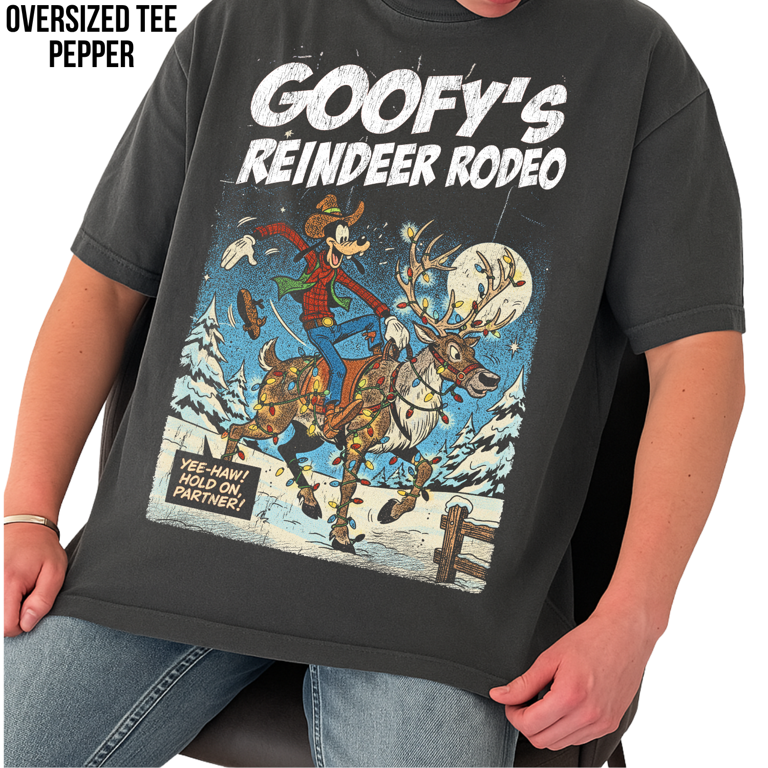 Goofy Reindeer Rodeo Shirt – Vintage Christmas Disney Graphic