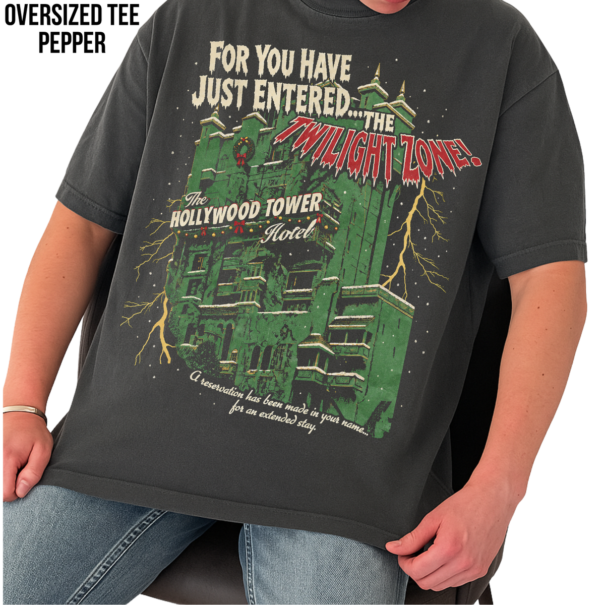 Tower of Terror Christmas Shirt – Hollywood Tower Hotel Twilight Zone Holiday Graphic Shirt, Disney Parks Holiday Fan Gift, Disney Christmas Ride Shirt, Disney Holiday Merch