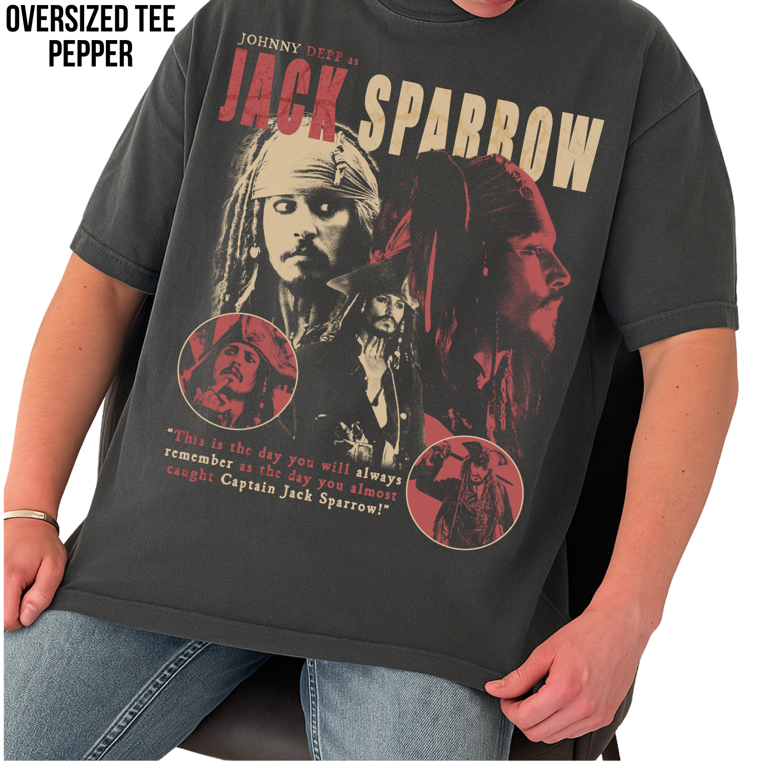 Jack Sparrow Shirt – Johnny Depp as Jack Sparrow Collage Tee, Pirates of the Caribbean Fan Gift, Captain Jack Sparrow Graphic Shirt, Disney Pirates Shirt