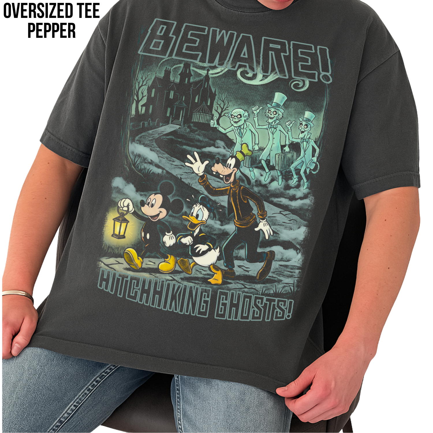 Haunted Mansion Shirt – Mickey, Donald & Goofy Hitchhiking Ghosts Vintage Tee