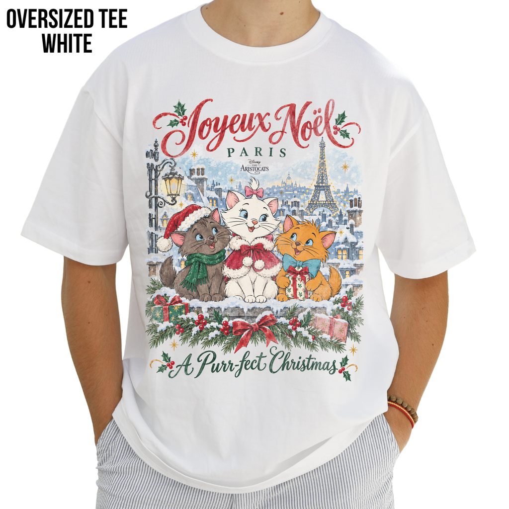 Aristocats Christmas Shirt – Joyeux Noël Paris Marie Berlioz Toulouse Graphic Shirt, Disney Aristocats Holiday Fan Gift, Disney Christmas Cat Shirt, Disney Holiday Merch