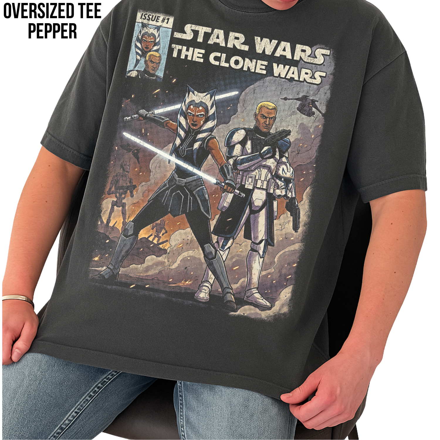 Star Wars the Clone Wars Shirt – Ahsoka Tano & Captain Rex Vintage Comic Tee