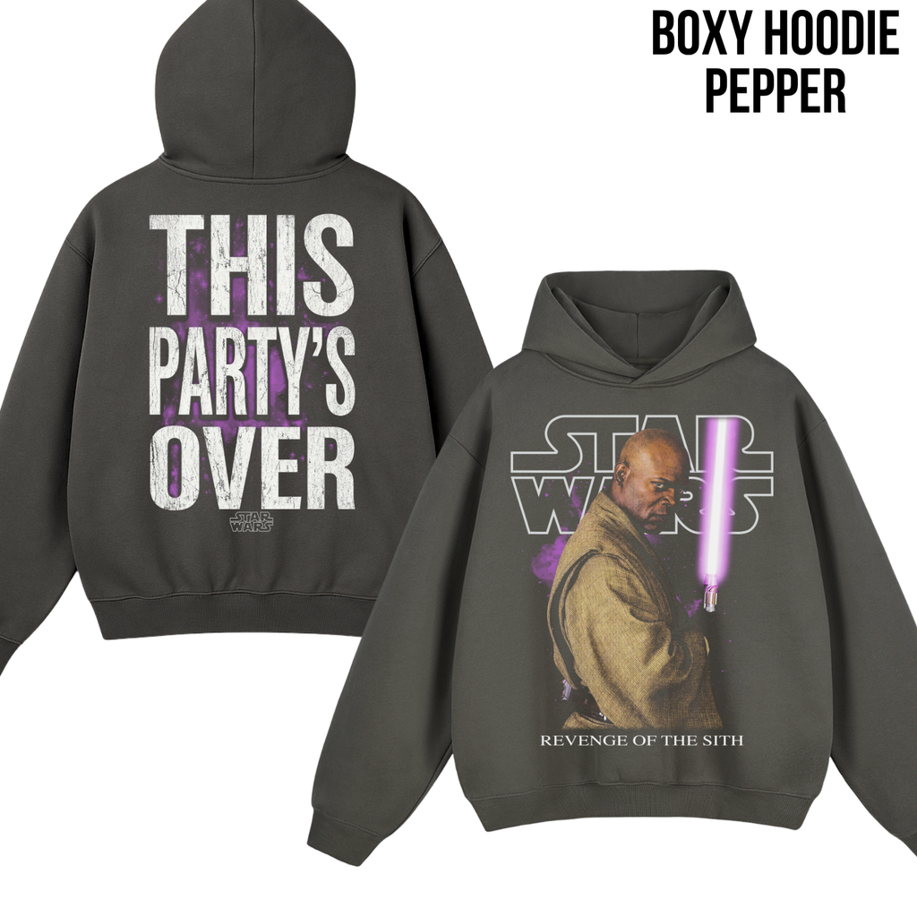 Star Wars Mace Windu Shirt – This Party's Over Double Sided Graphic Tee, Mace Windu Fan Gift, Revenge Of The Sith Shirt