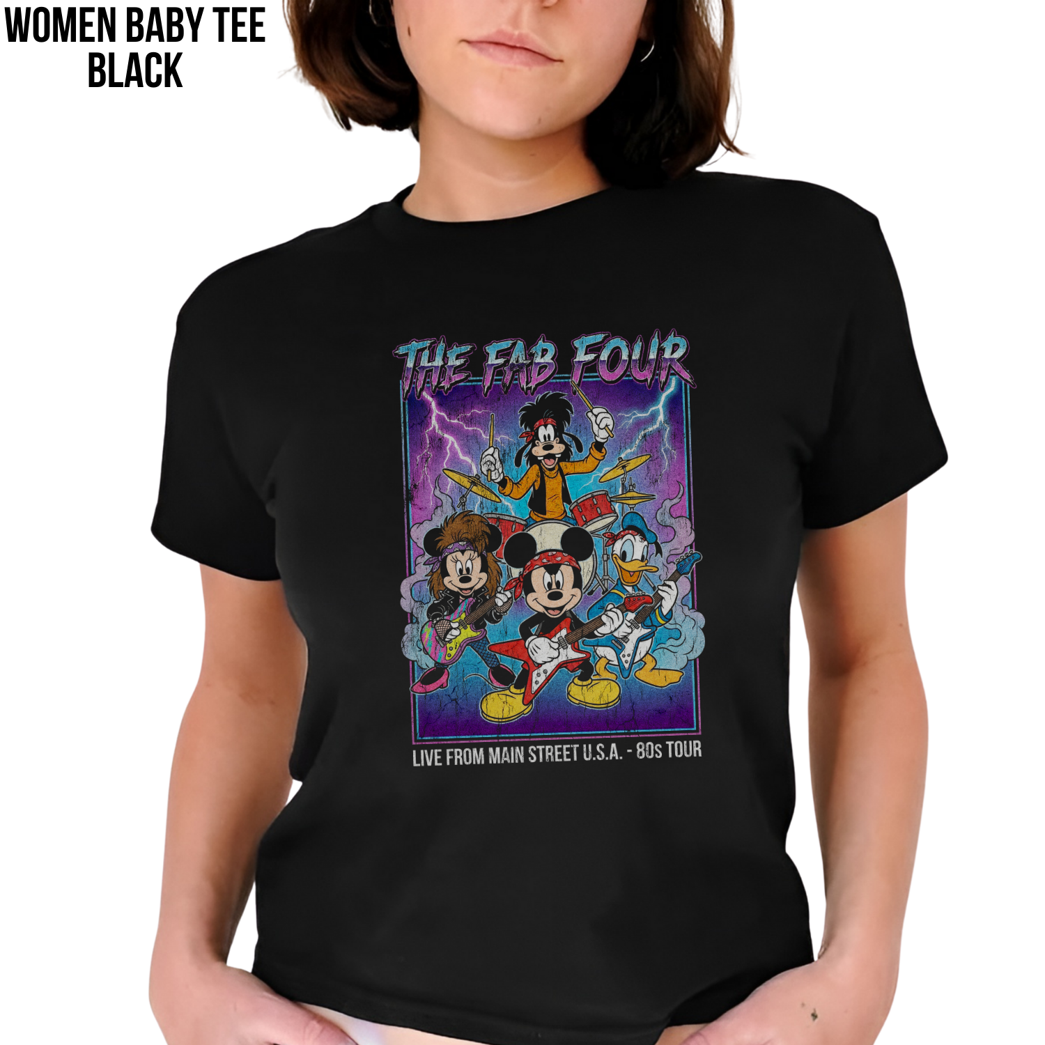 The Fab Four Disney Shirt – 80s Rock Band Mickey Goofy Donald Minnie Tee