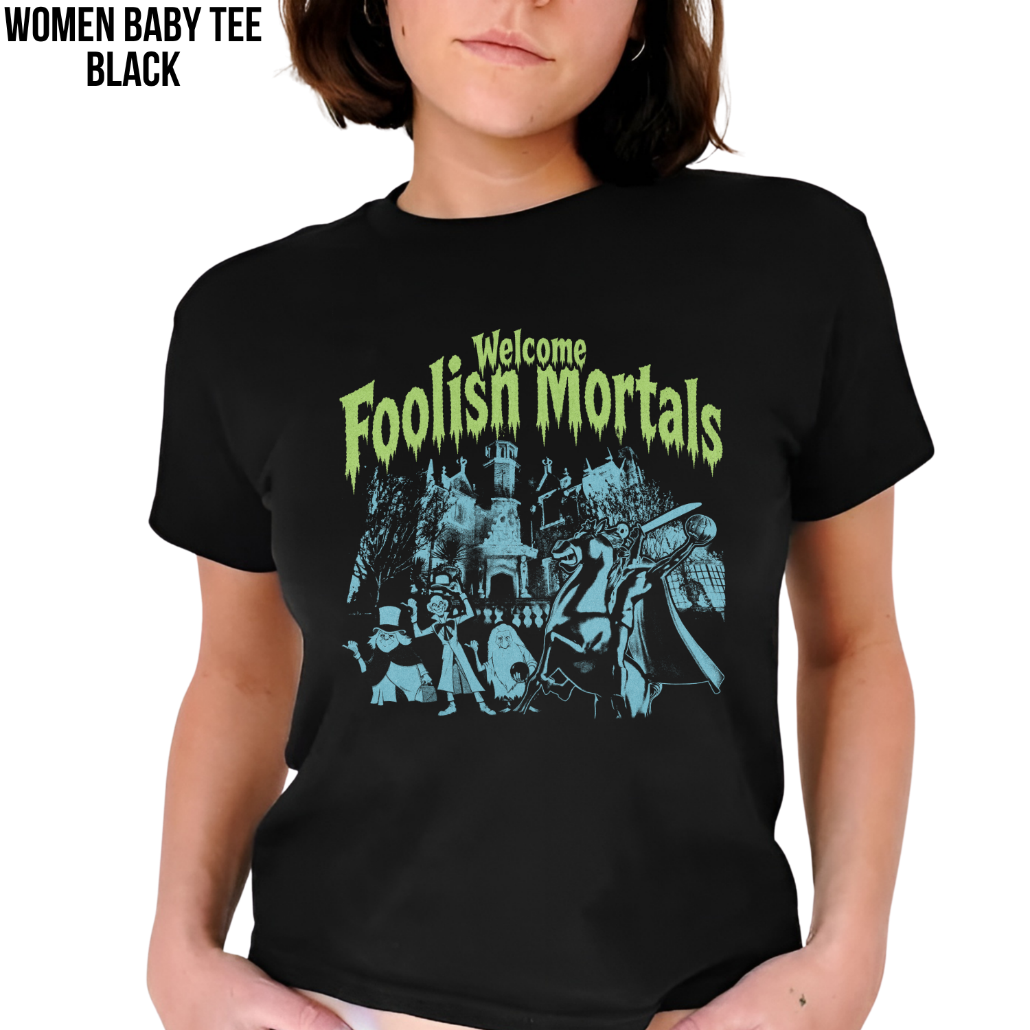 Haunted Mansion Shirt – Welcome Foolish Mortals Haunted Mansion Headless Horseman Hitchhiking Ghosts Tee, Walt Disney World Halloween Shirt, Disney Haunted Mansion Fan Gift