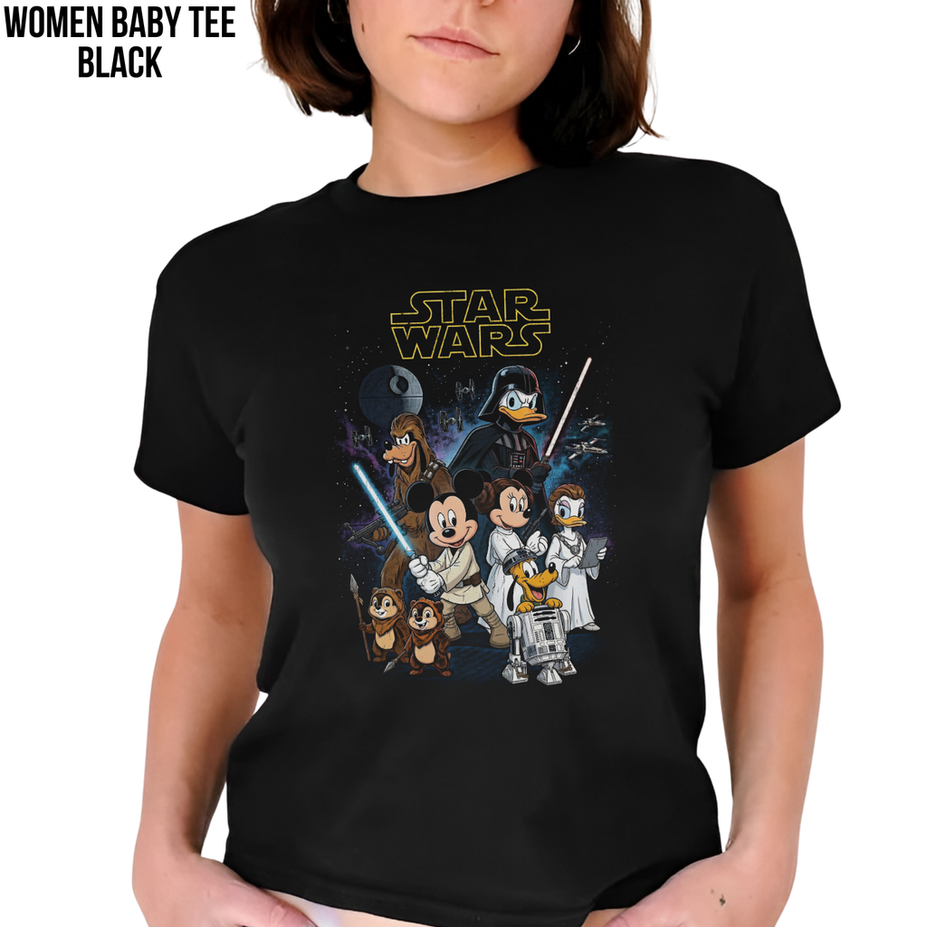 Vintage Disney Star Wars Shirt — Mickey Jedi Crossover Graphic
