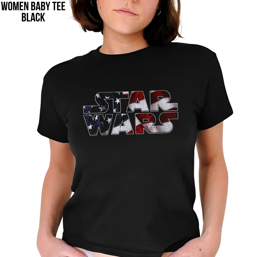 Star Wars Shirt – American Flag Logo Graphic Tee, Star Wars Fan Gift, 4th of July Star Wars Shirt, Galaxy's Edge Disney Shirt
