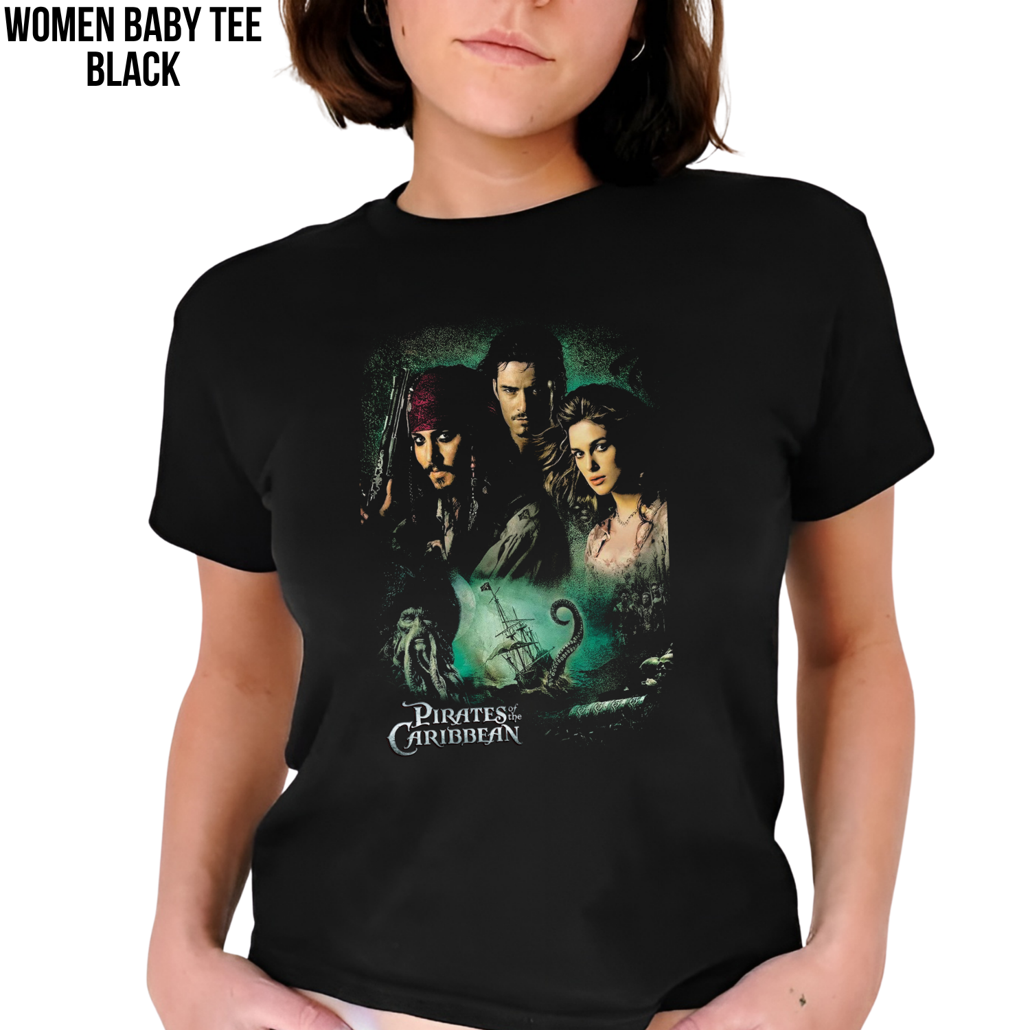 Pirates of the Caribbean Shirt – Jack Sparrow Will Turner Elizabeth Swann Cast Collage Tee, Pirates of the Caribbean Fan Gift, Disney Pirates Graphic Shirt, Dead Man's Chest Shirt