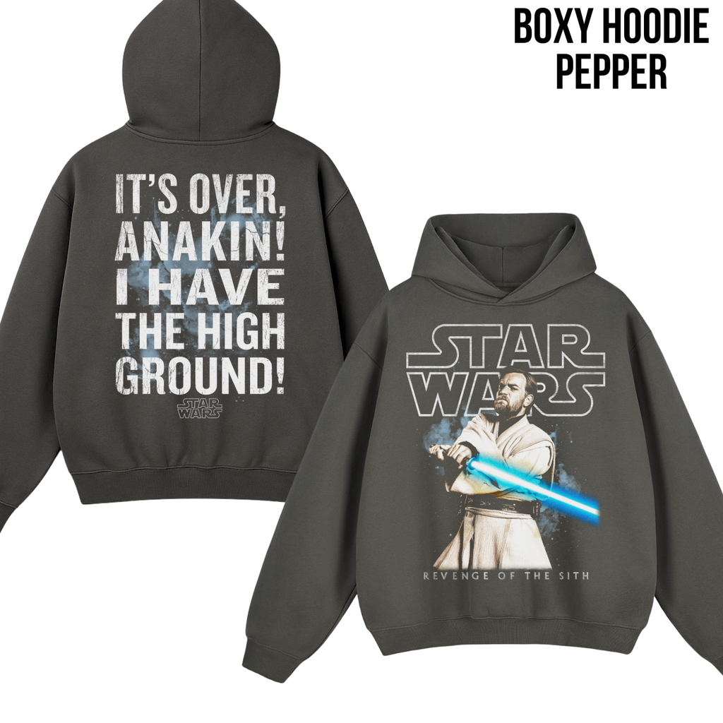 Star Wars Obi-Wan Kenobi Shirt – I Have The High Ground Double Sided Graphic Tee, Revenge Of The Sith Fan Gift, Star Wars Quote Shirt