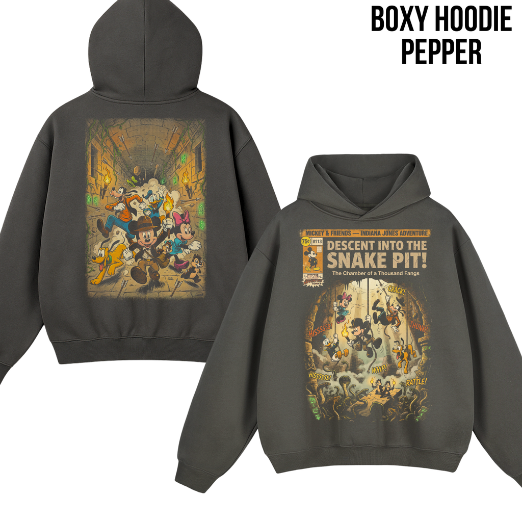 Mickey & Friends Indiana Jones Adventure Shirt: Vintage Front Back Print Graphic