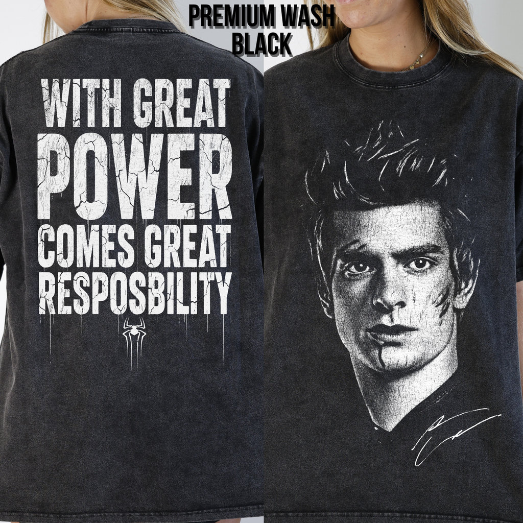 Andrew Garfield Spider-Man Shirt | With Great Power Comes Great Responsibility Tee