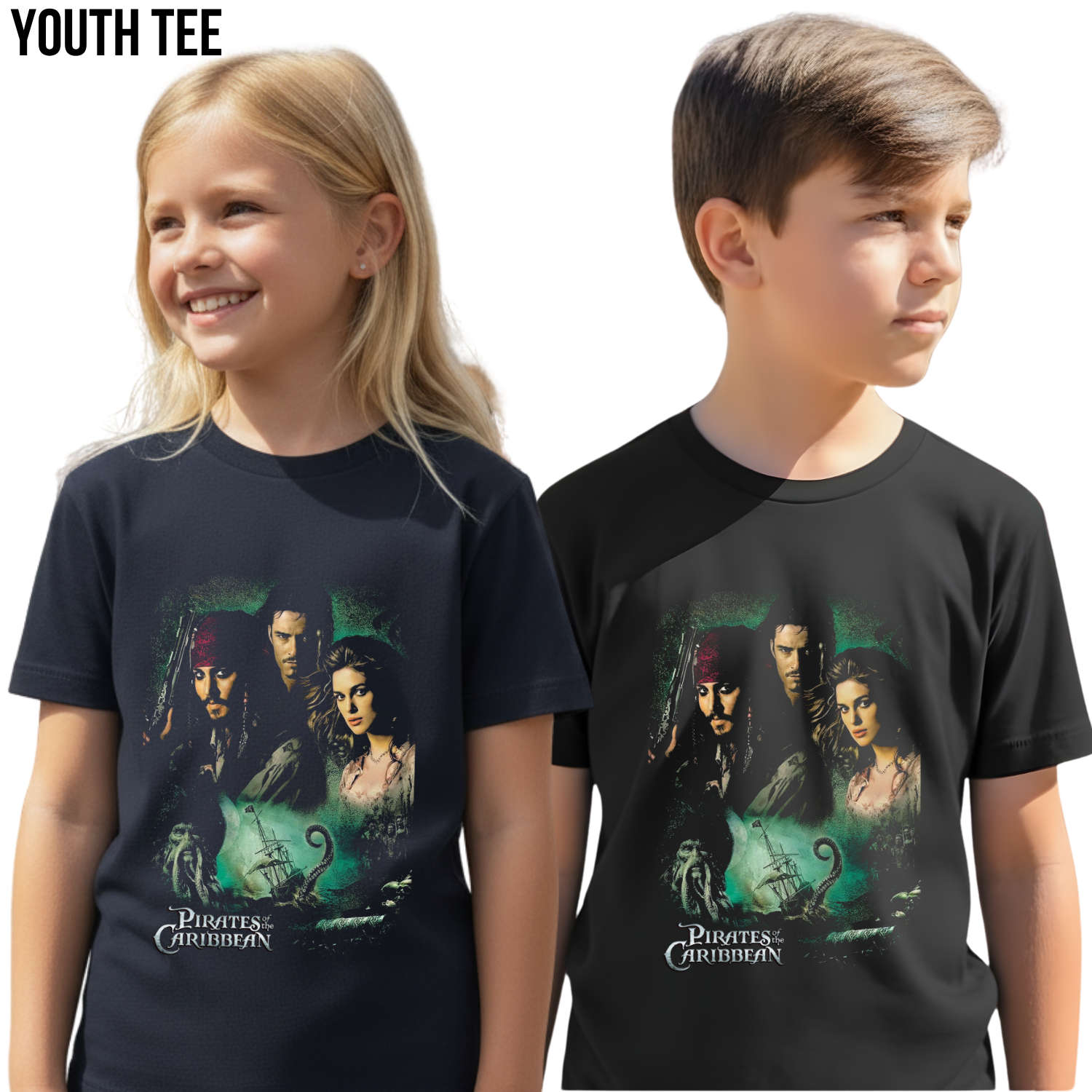 Pirates of the Caribbean Shirt – Jack Sparrow Will Turner Elizabeth Swann Cast Collage Tee, Pirates of the Caribbean Fan Gift, Disney Pirates Graphic Shirt, Dead Man's Chest Shirt