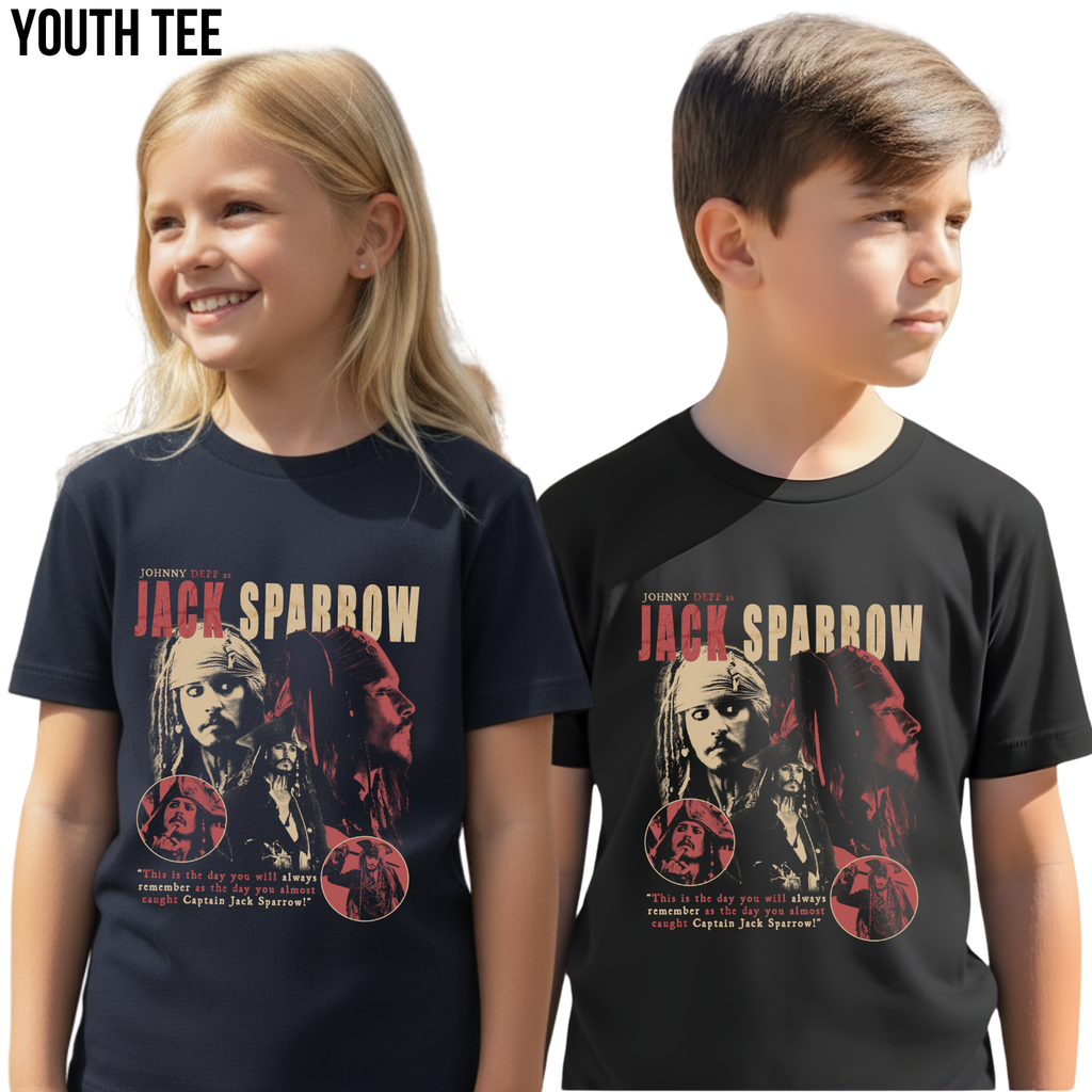 Jack Sparrow Shirt – Johnny Depp as Jack Sparrow Collage Tee, Pirates of the Caribbean Fan Gift, Captain Jack Sparrow Graphic Shirt, Disney Pirates Shirt